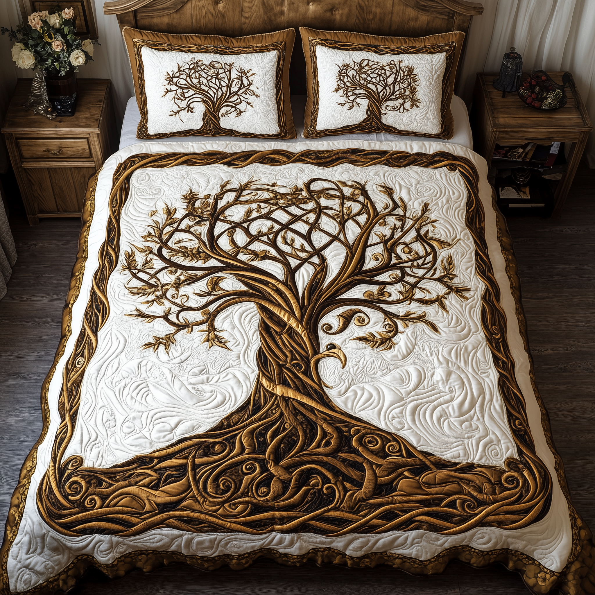 Eternal Tree Of Life 3-Piece Quilted Bedding Set GFTONL2311