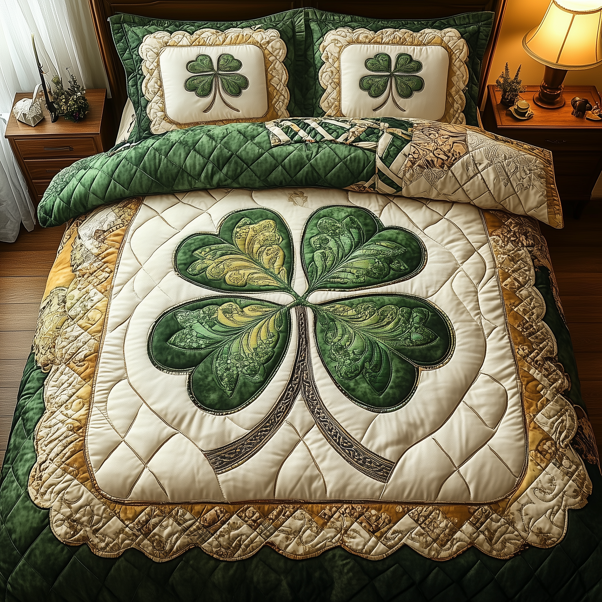 Irish Lucky Charm  3-Piece Quilted Bedding Set GFTONL2376