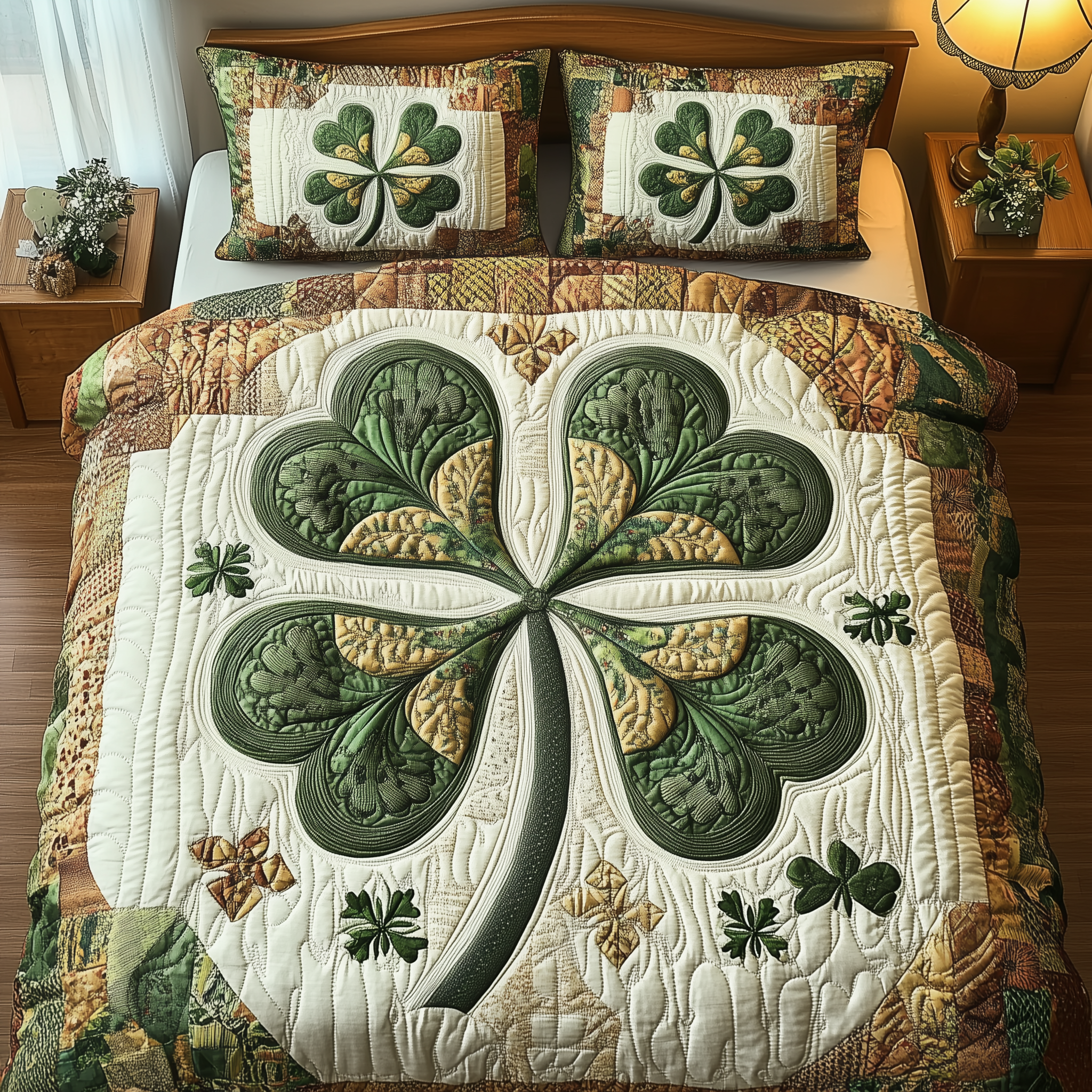 Irish Lucky Charm  3-Piece Quilted Bedding Set GFTONL2379