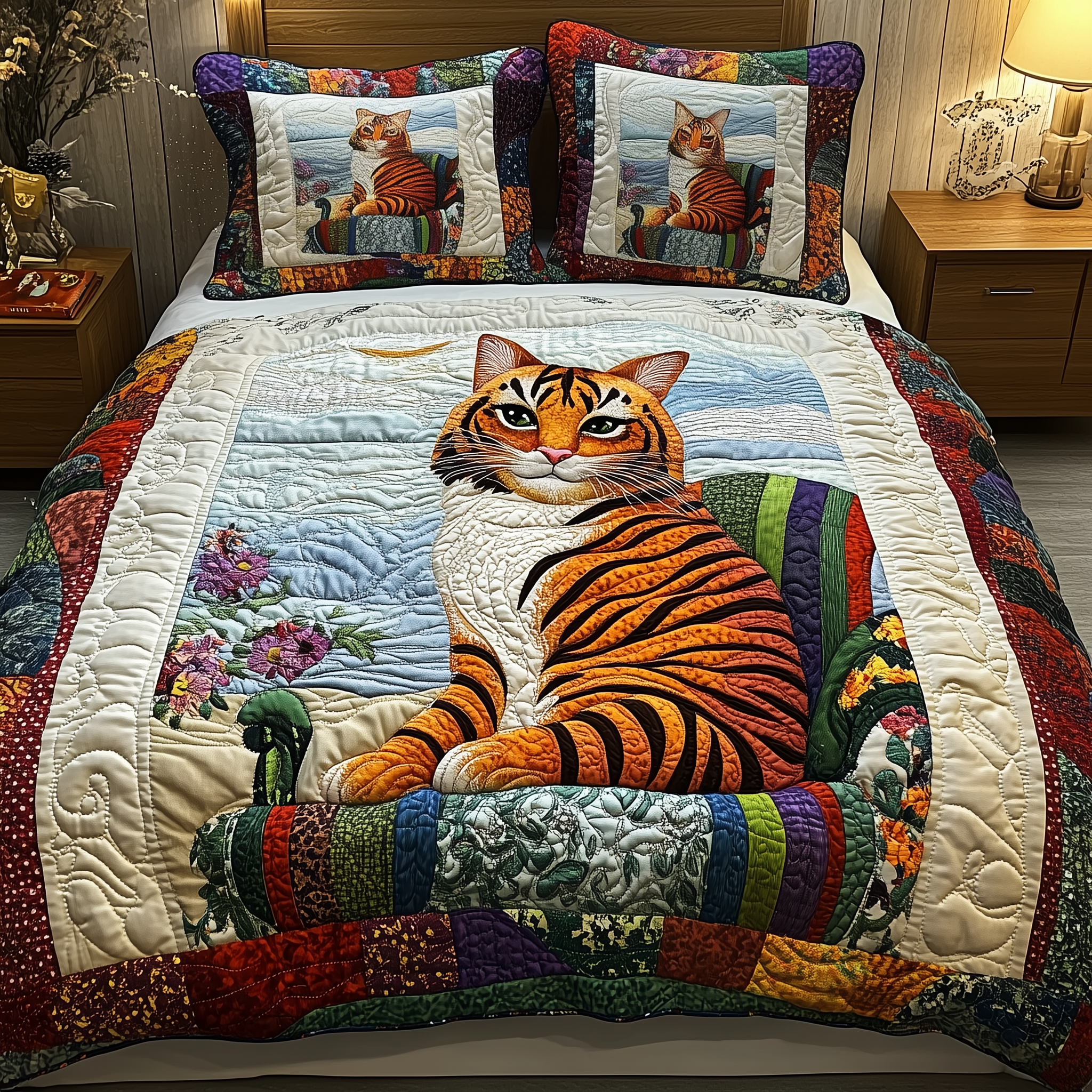 Tiger Cat 3-Piece Quilted Bedding Set GFTONL2387