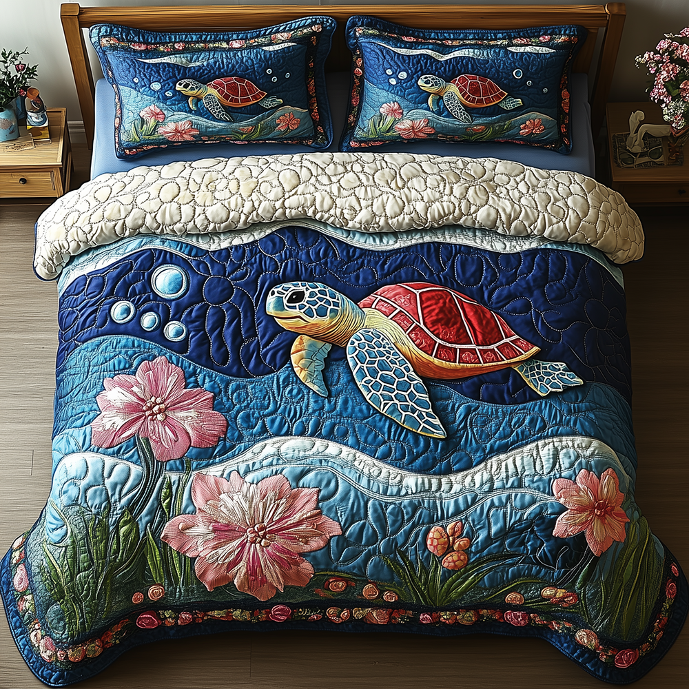 Turtle 3-Piece Quilted Bedding Set GFTONL2500