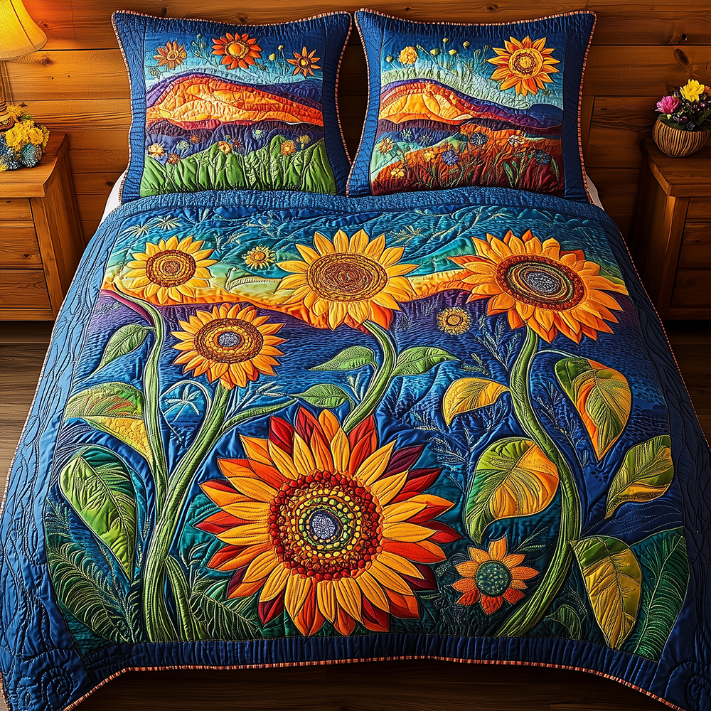 Sunflower Field 3-Piece Quilted Bedding Set GFTONL2510