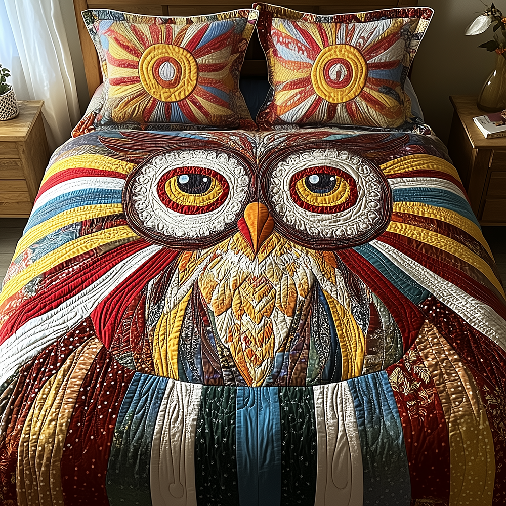 Shining Owl 3-Piece Quilted Bedding Set GFTONL2663