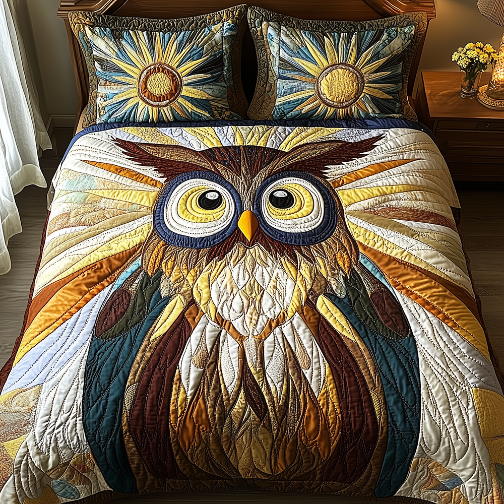 Shining Owl 3-Piece Quilted Bedding Set GFTONL2664
