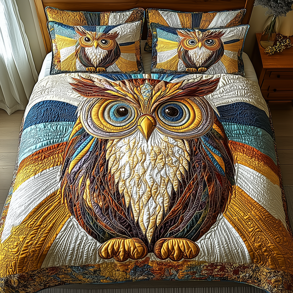 Shining Owl 3-Piece Quilted Bedding Set GFTONL2665