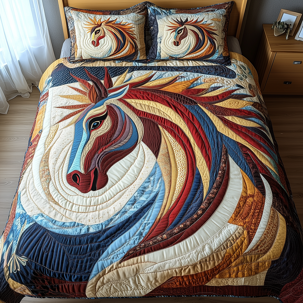 Horse 3-Piece Quilted Bedding Set GFTONL2669