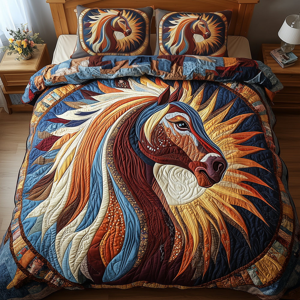 Horse 3-Piece Quilted Bedding Set GFTONL2674