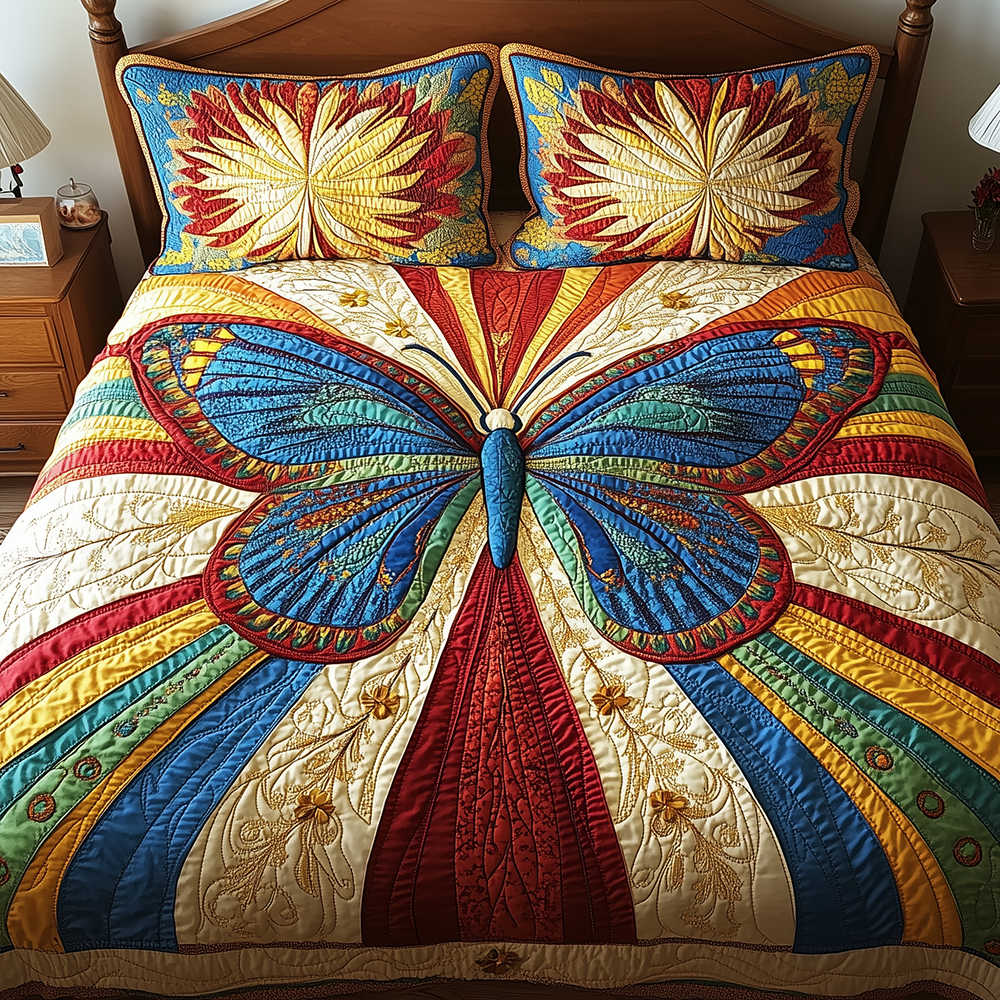 Butterfly Charm 3-Piece Quilted Bedding Set GFTONL2687