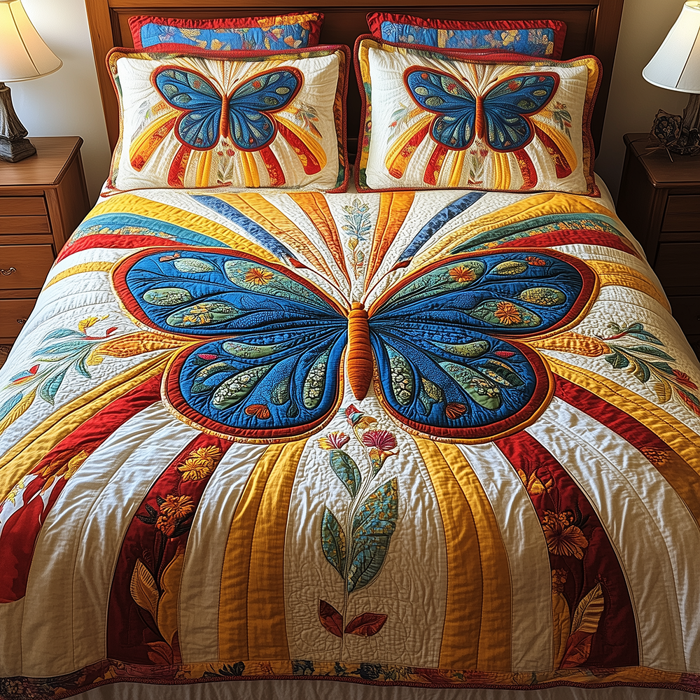 Butterfly Charm 3-Piece Quilted Bedding Set GFTONL2691