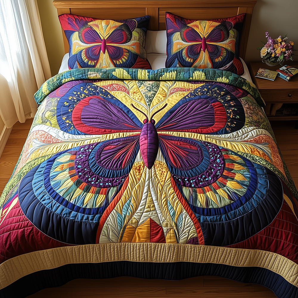 Butterfly Charm 3-Piece Quilted Bedding Set GFTONL2695