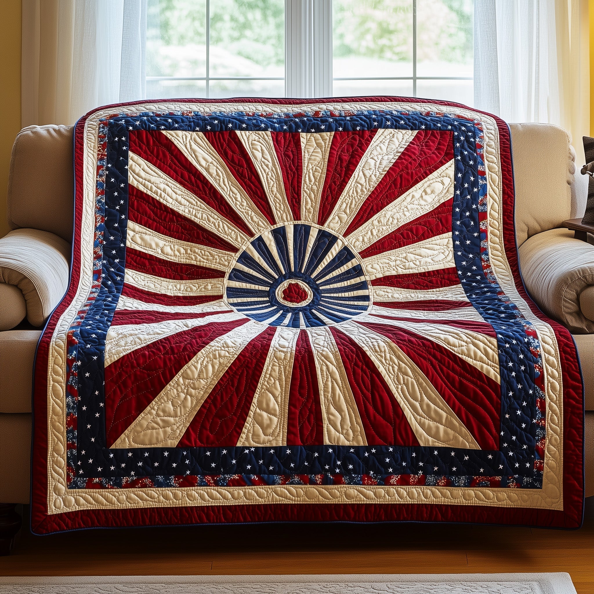 Patriotic Mandala Flower Quilted Blanket GFTONL2813