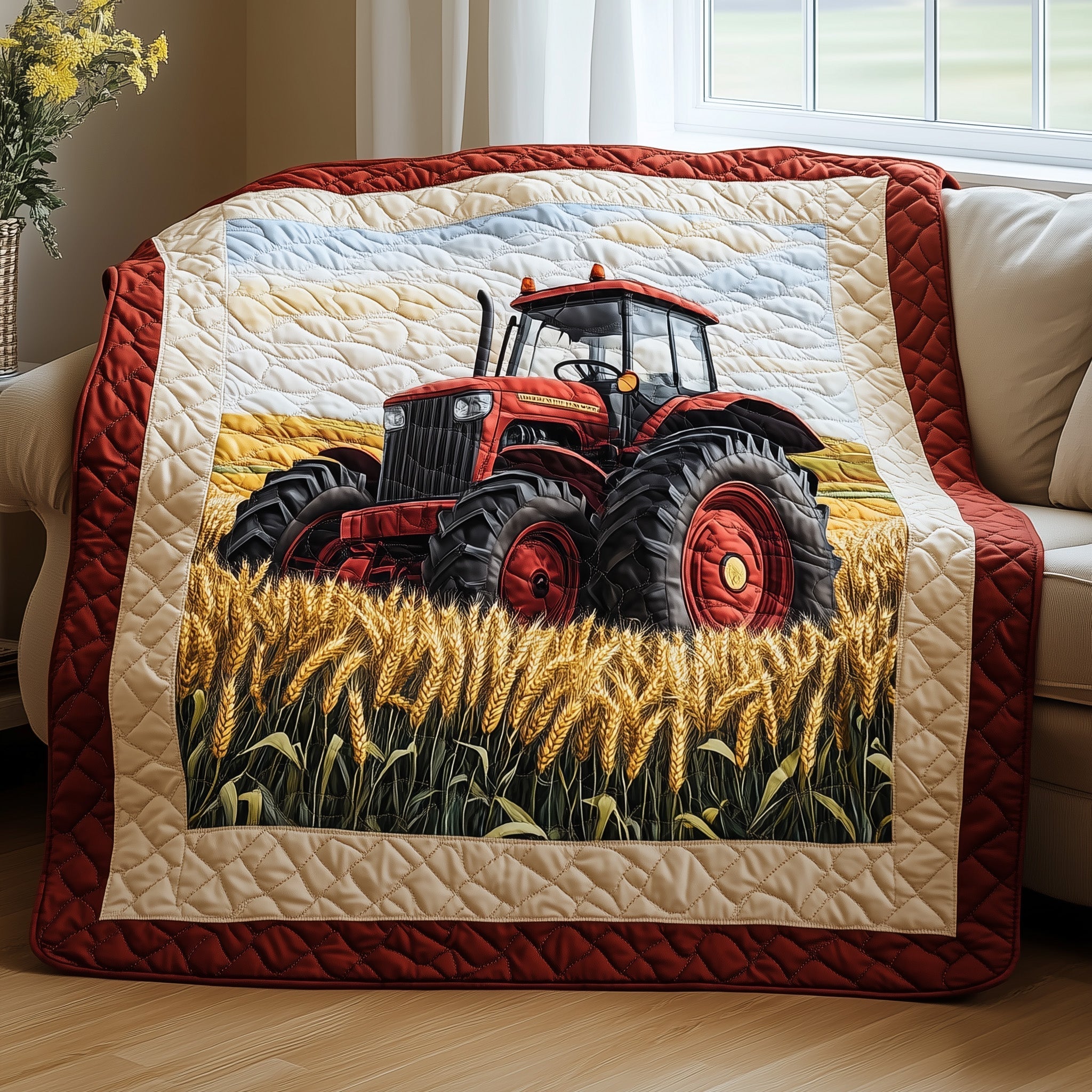 Red Tractor Quilted Blanket GFTONL2833