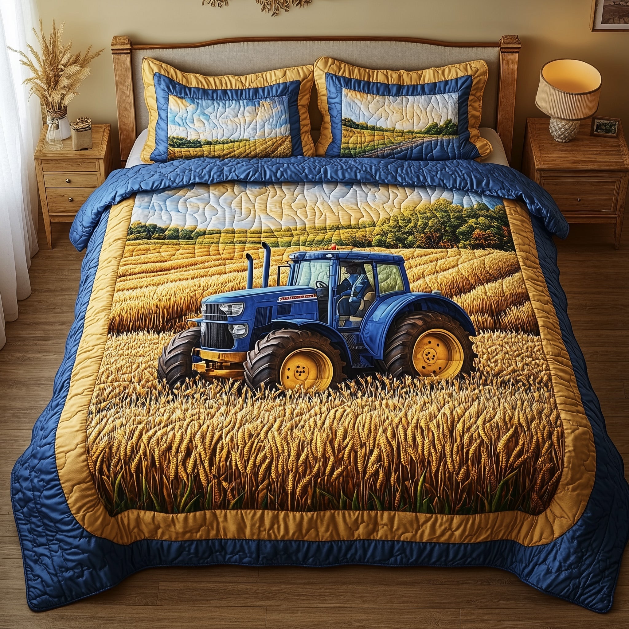 Amber Fields Tractor 3-Piece Quilted Bedding Set GFTONL2847