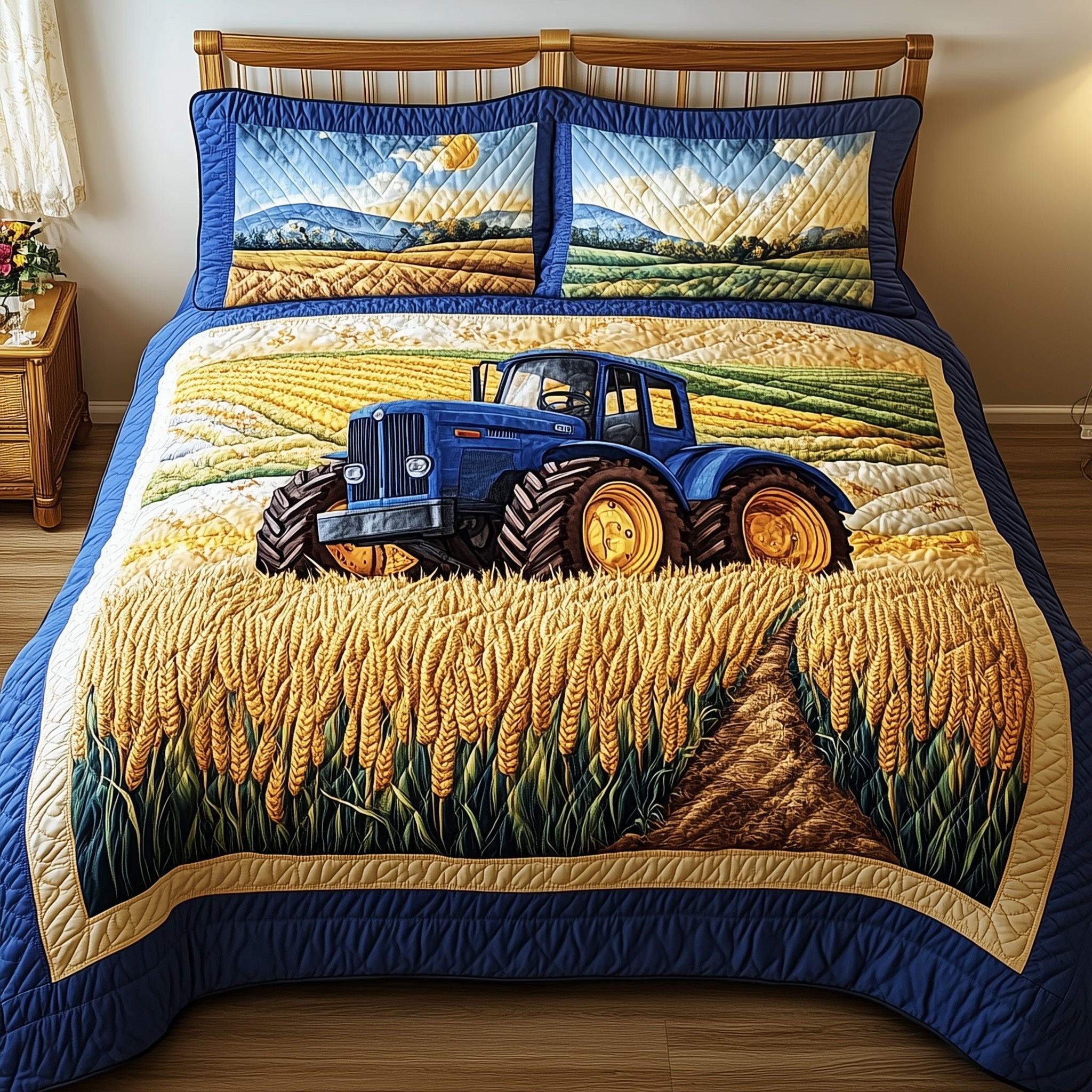 Amber Fields Tractor 3-Piece Quilted Bedding Set GFTONL2851