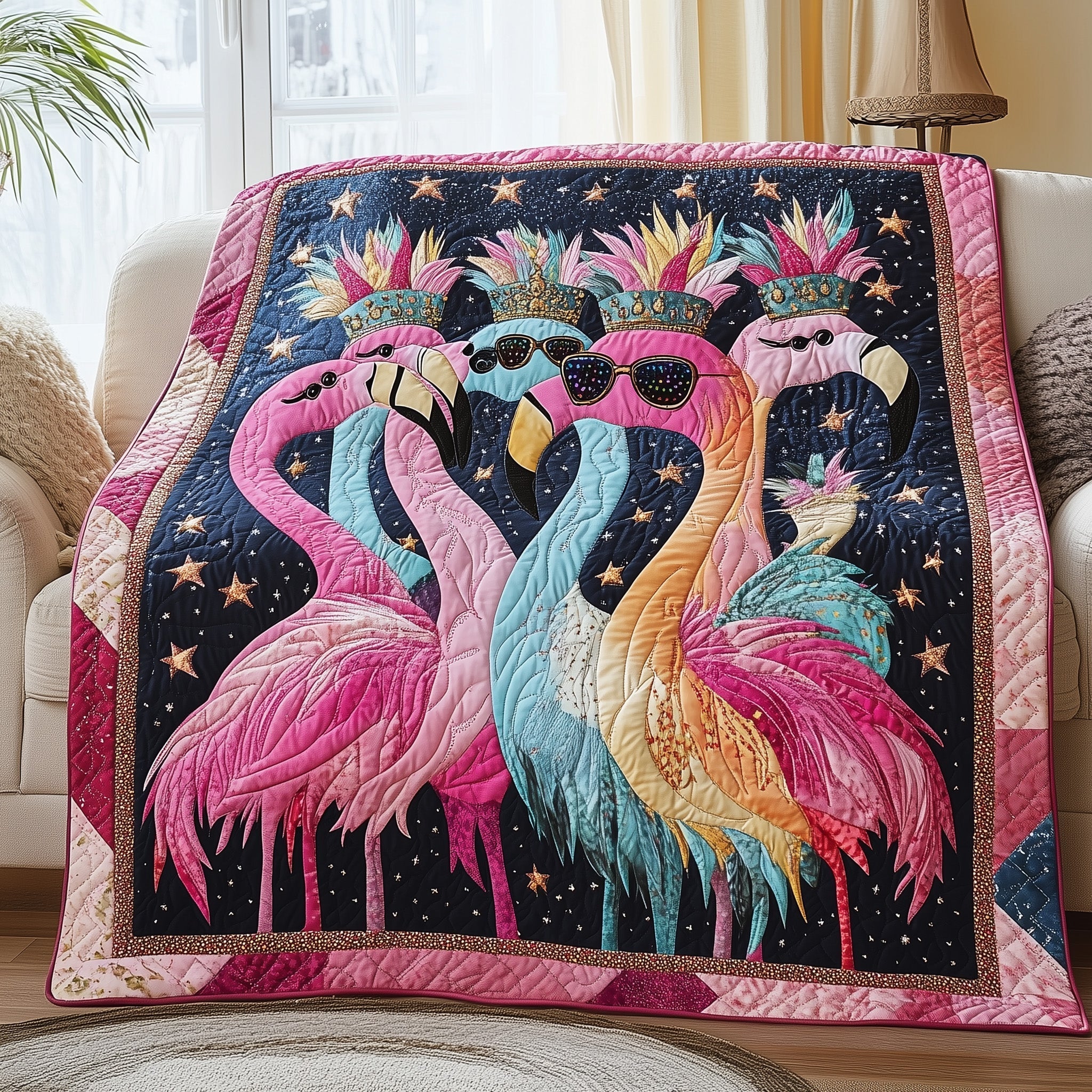 Dancing Flamingo Quilted Blanket GFTONL2861
