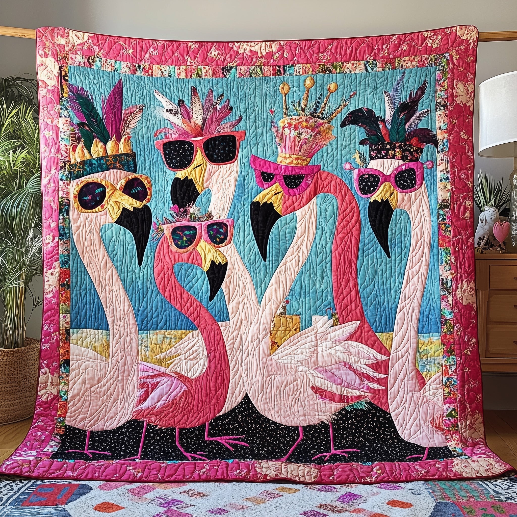 Whimsical Flamingo Quilted Blanket GFTONL2867