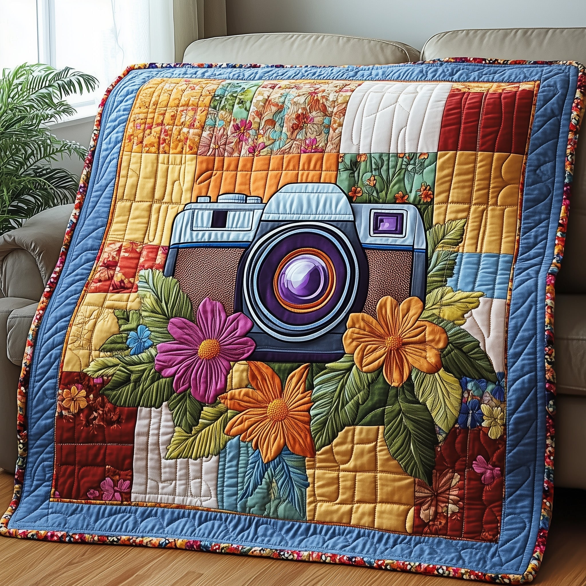 Vintage Camera Quilted Blanket GFTONL2901