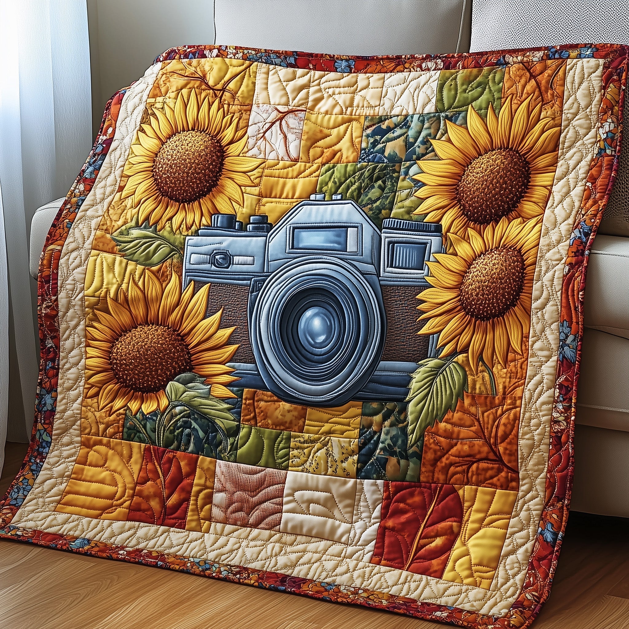Vintage Camera Quilted Blanket GFTONL2906