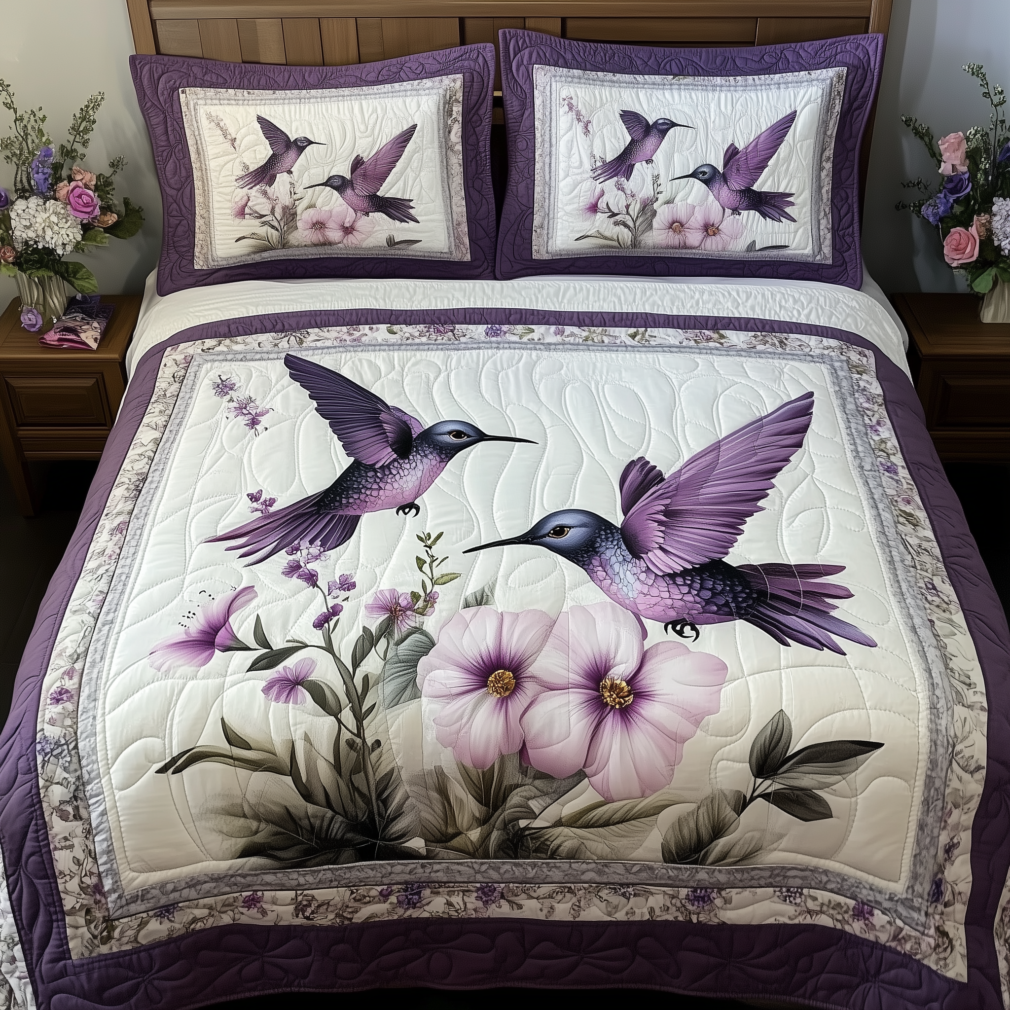 Hummingbird 3-Piece Quilted Bedding Set GFTONL295
