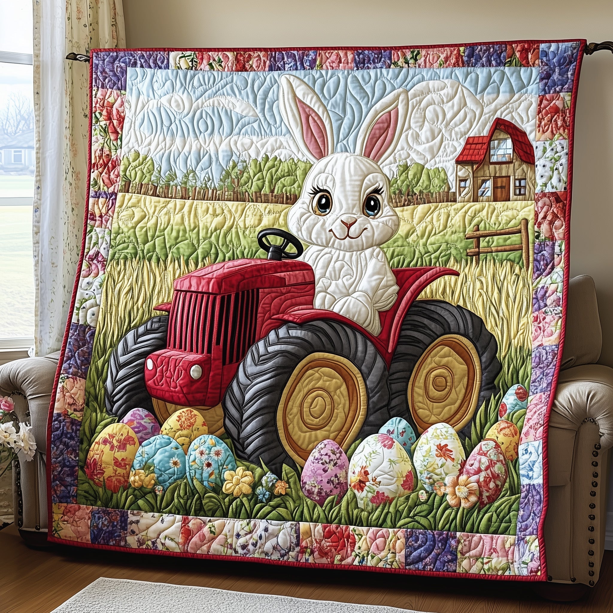 Easter Bunny Eggs Quilted Blanket GFTONL2987