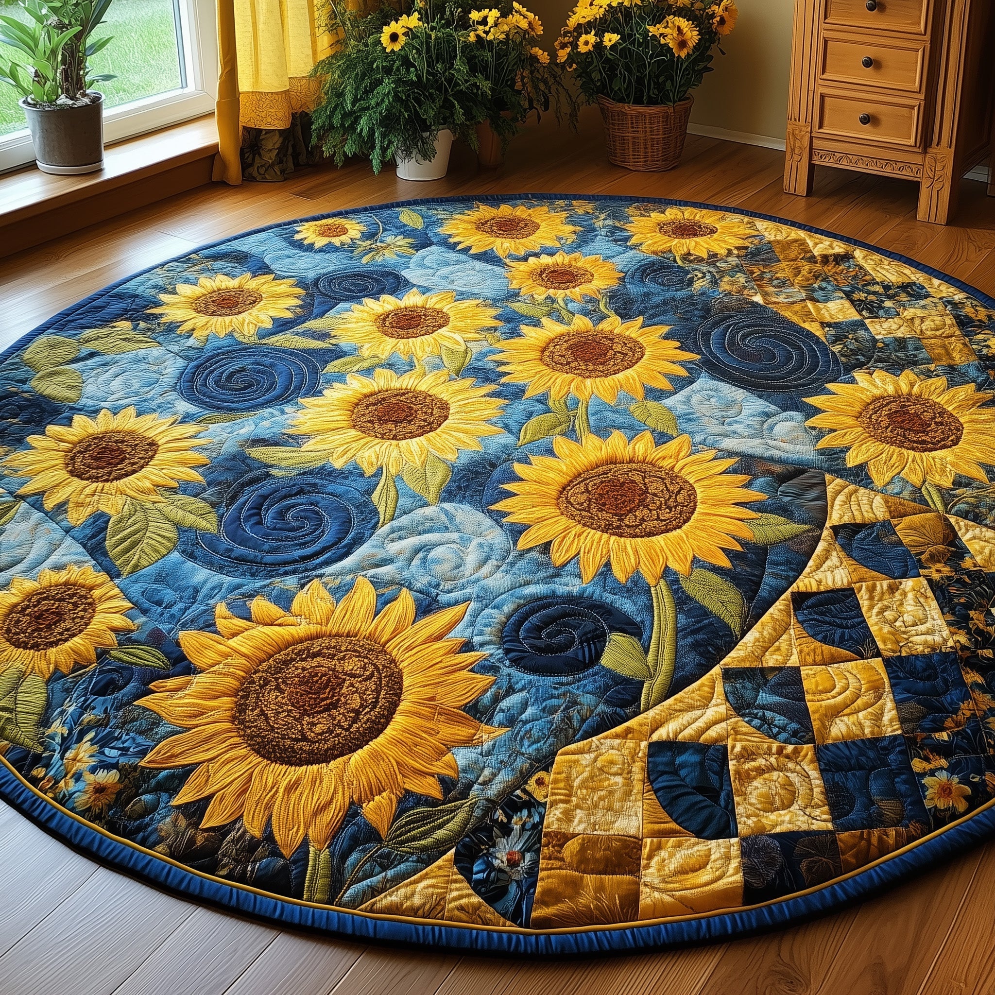 Sunflower Charm Quilted Round Mat GFTONL3077