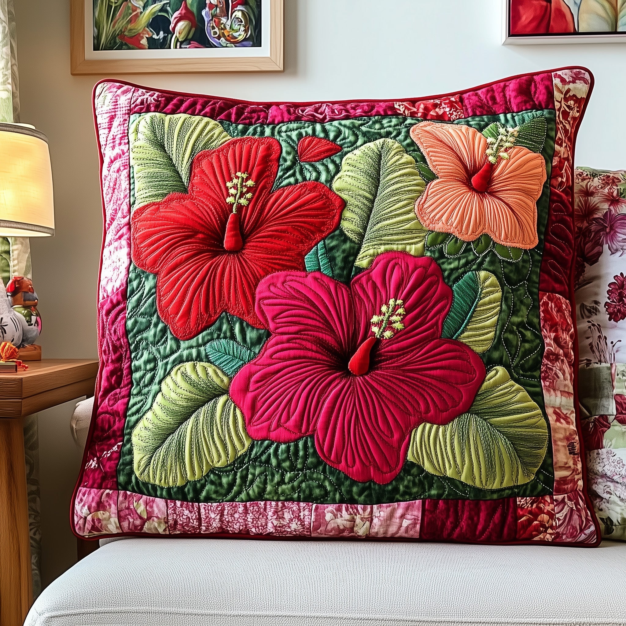 Hibiscus Charm Quilted Pillow Case GFTONL3118