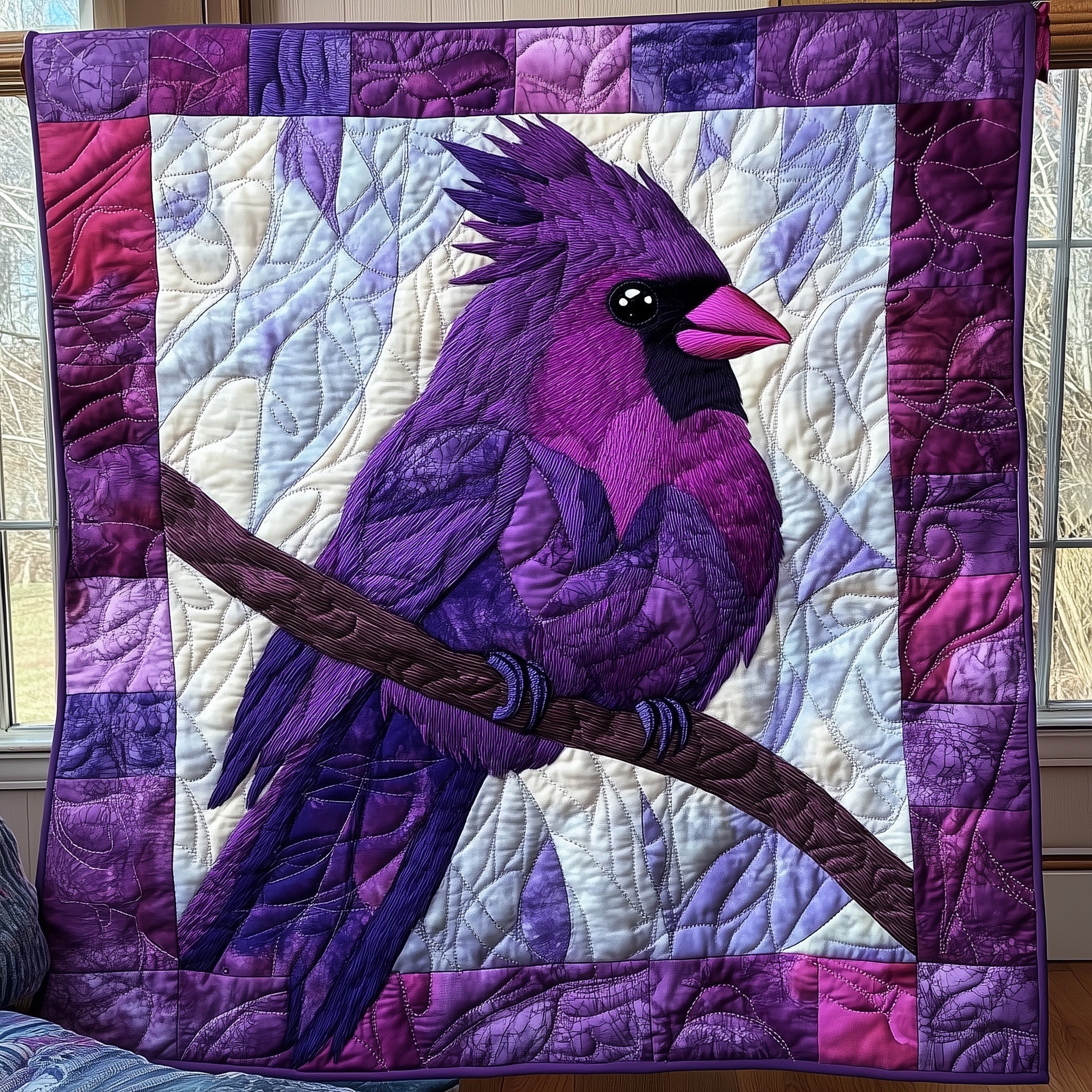 Purple Cardinal  Quilted Blanket GFTONL3288