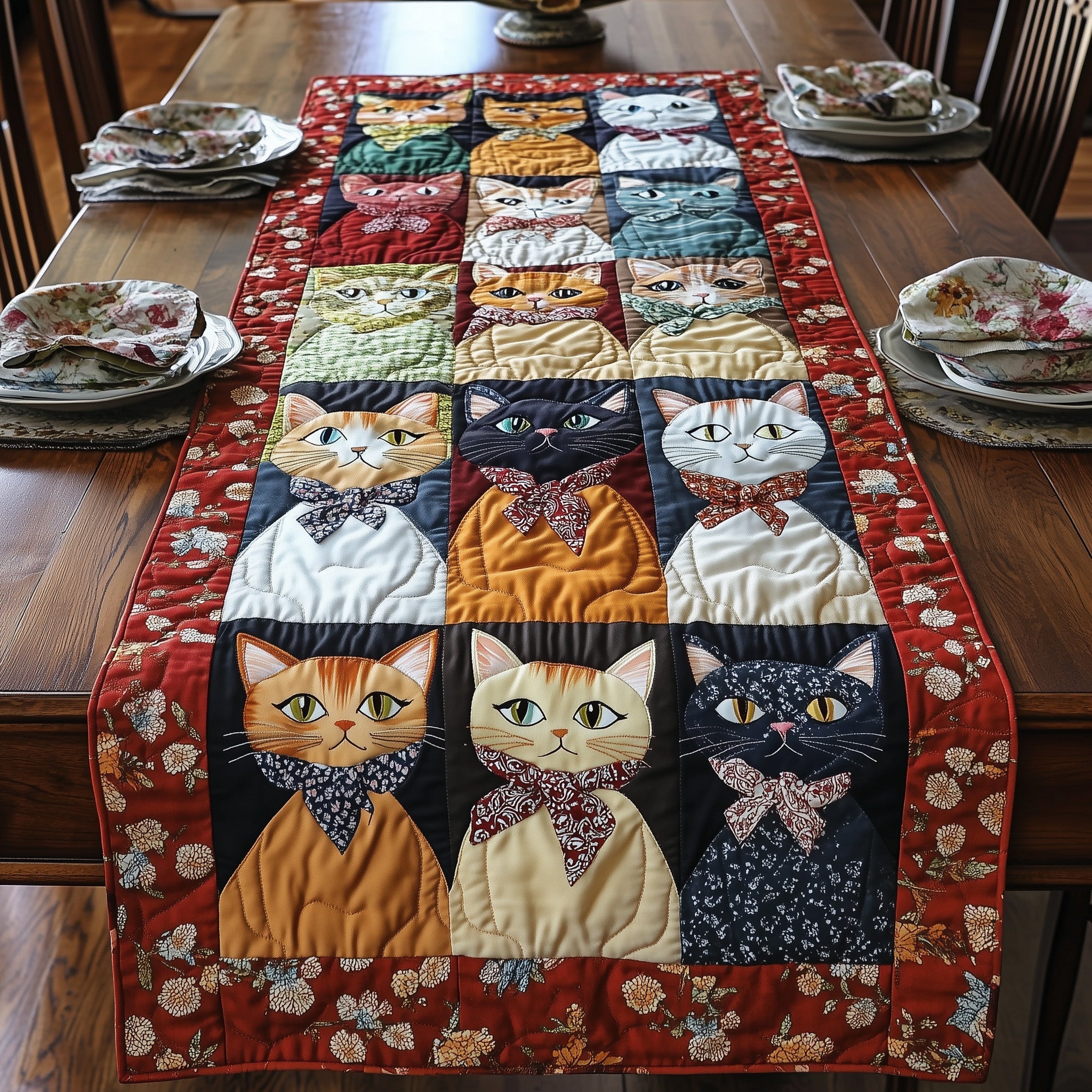 Vintage Cat Quilted Table Runner GFTONL3370