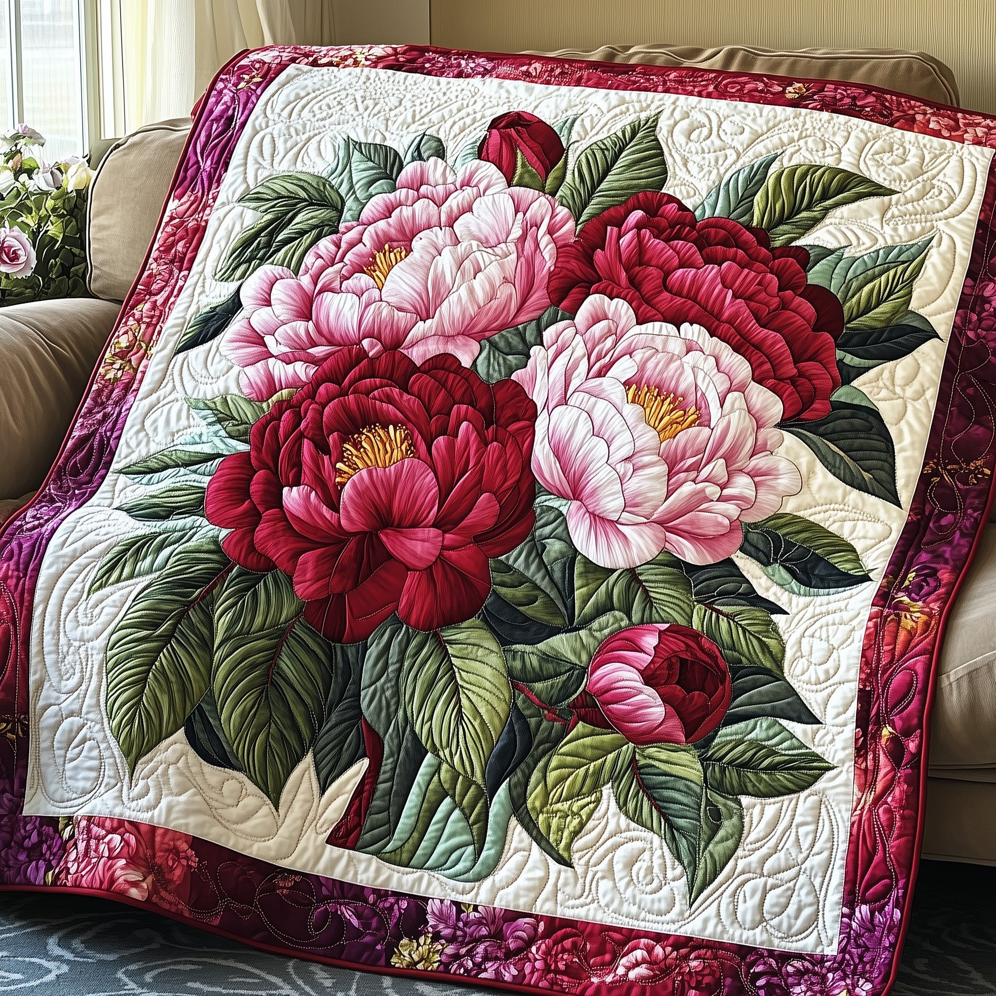 Blooming Serenity Quilted Blanket GFTONL3381