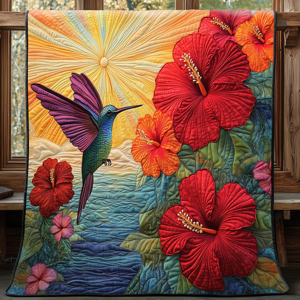Hummingbird Hibicus Quilted Blanket GFTONL3523