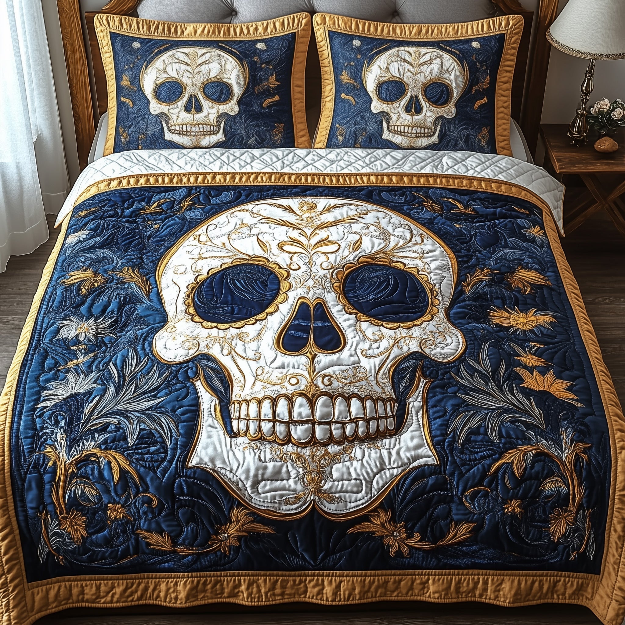 Artful Skull 3-Piece Quilted Bedding Set GFTONL3690