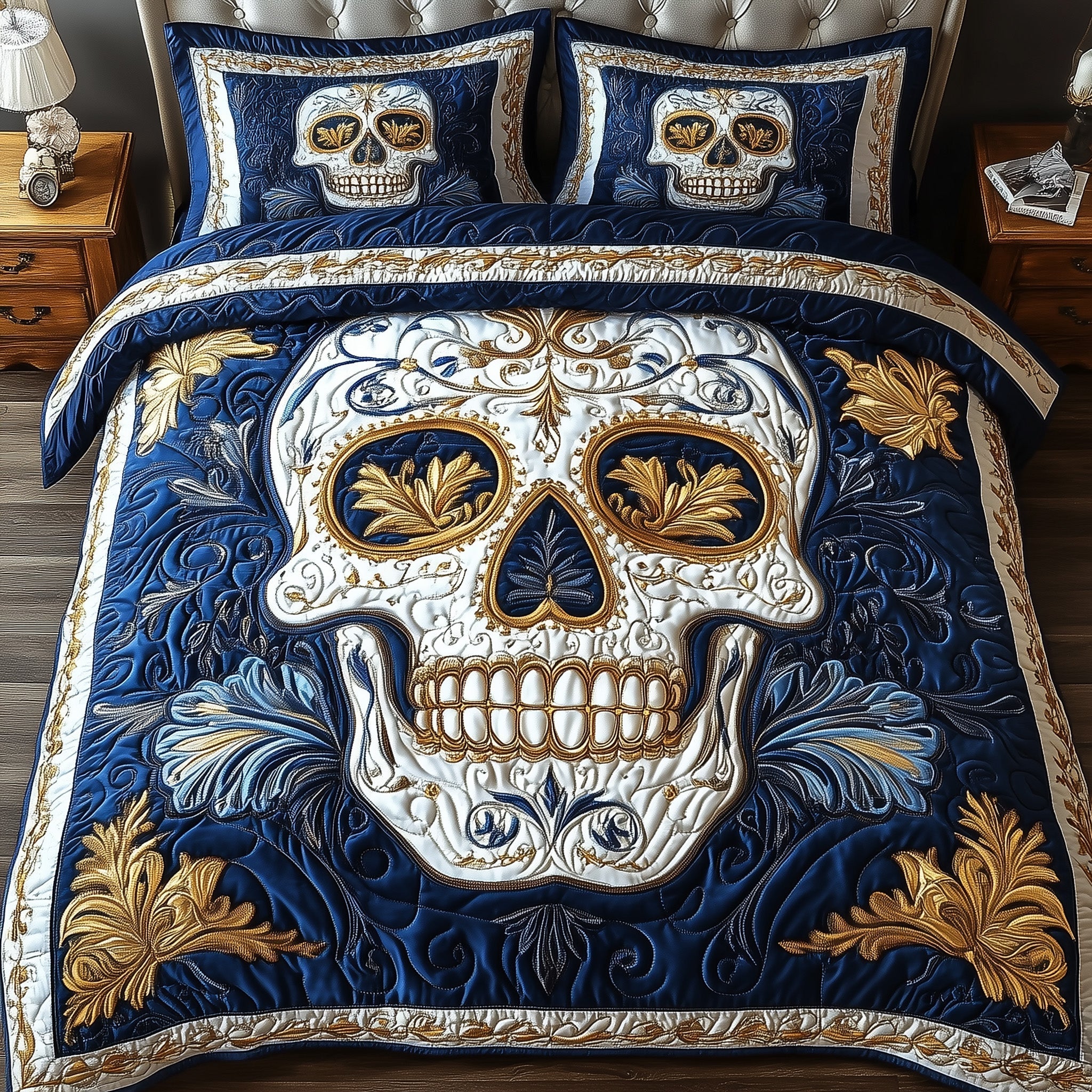 Artful Skull 3-Piece Quilted Bedding Set GFTONL3691