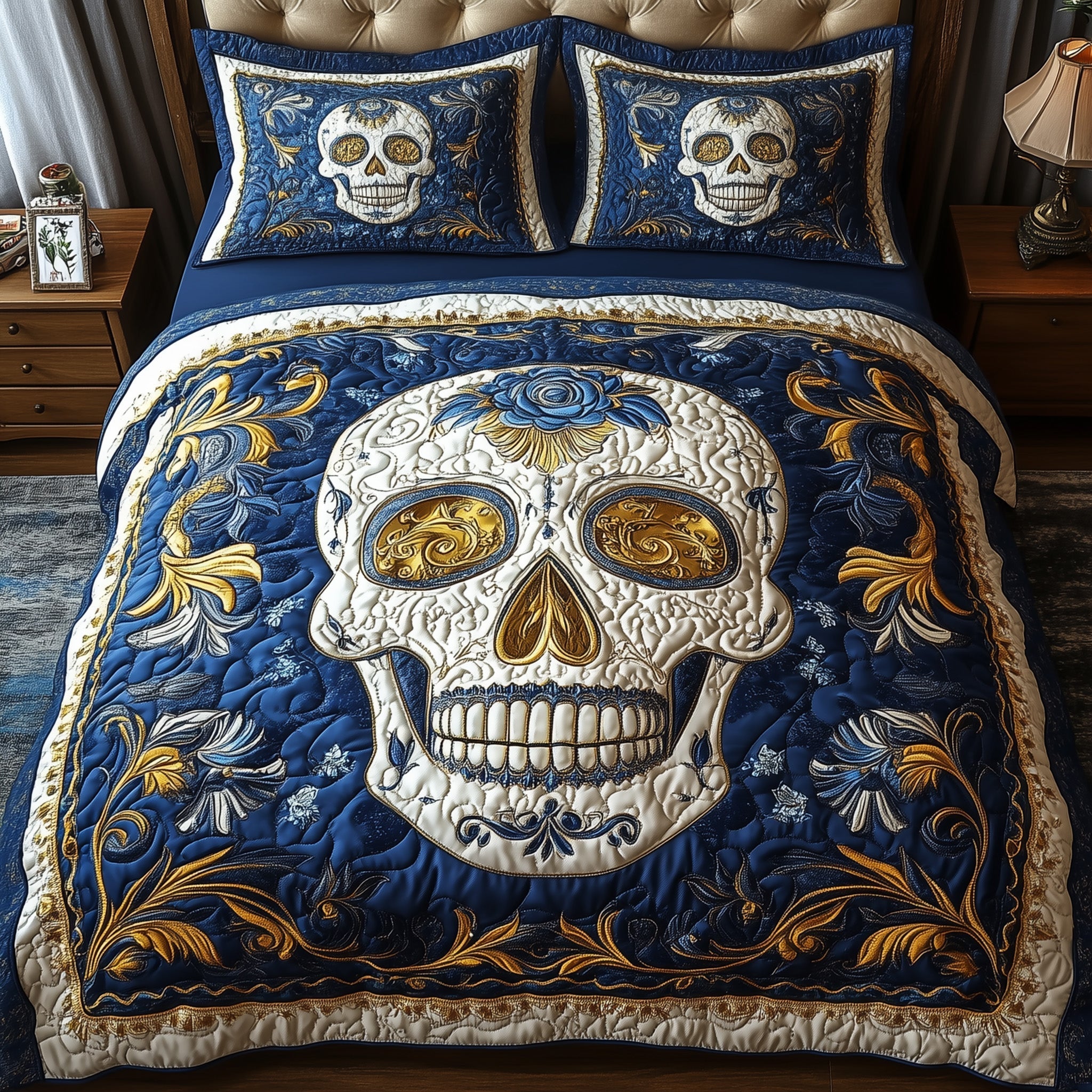 Artful Skull 3-Piece Quilted Bedding Set GFTONL3697