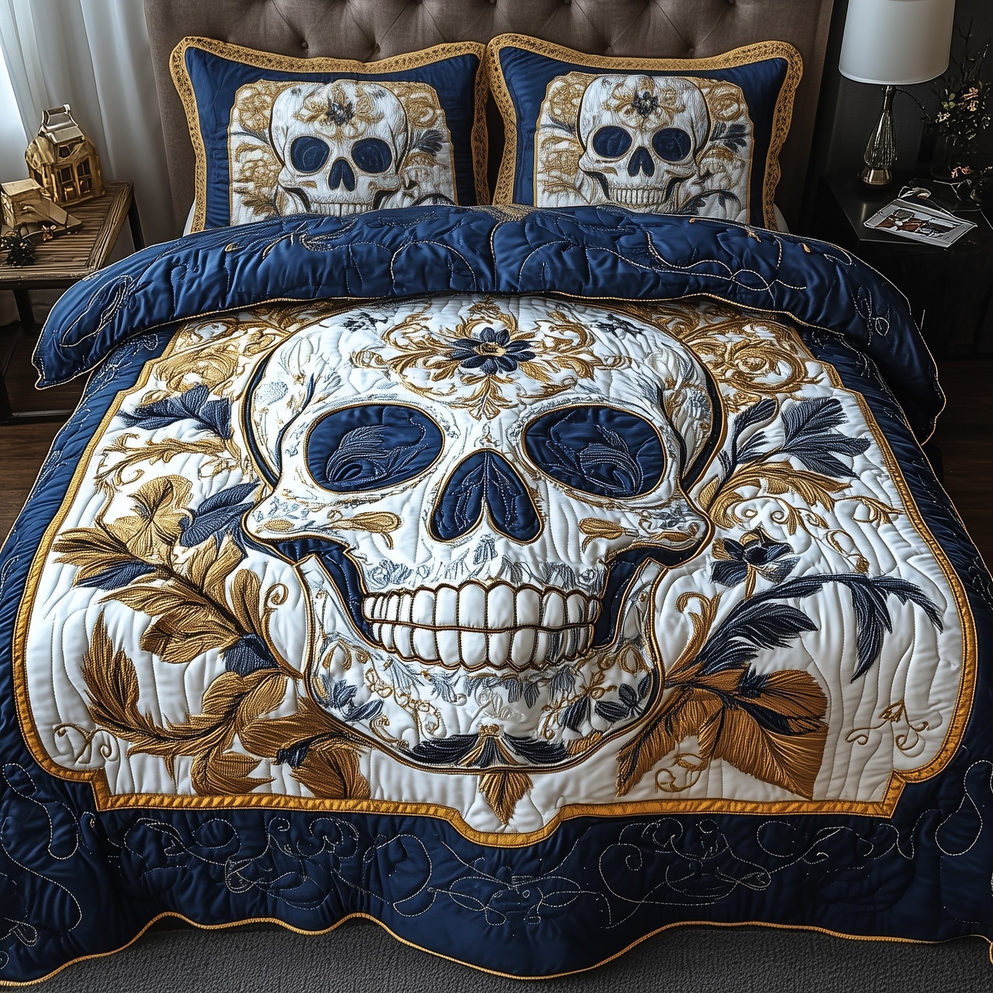 Artful Skull 3-Piece Quilted Bedding Set GFTONL3702