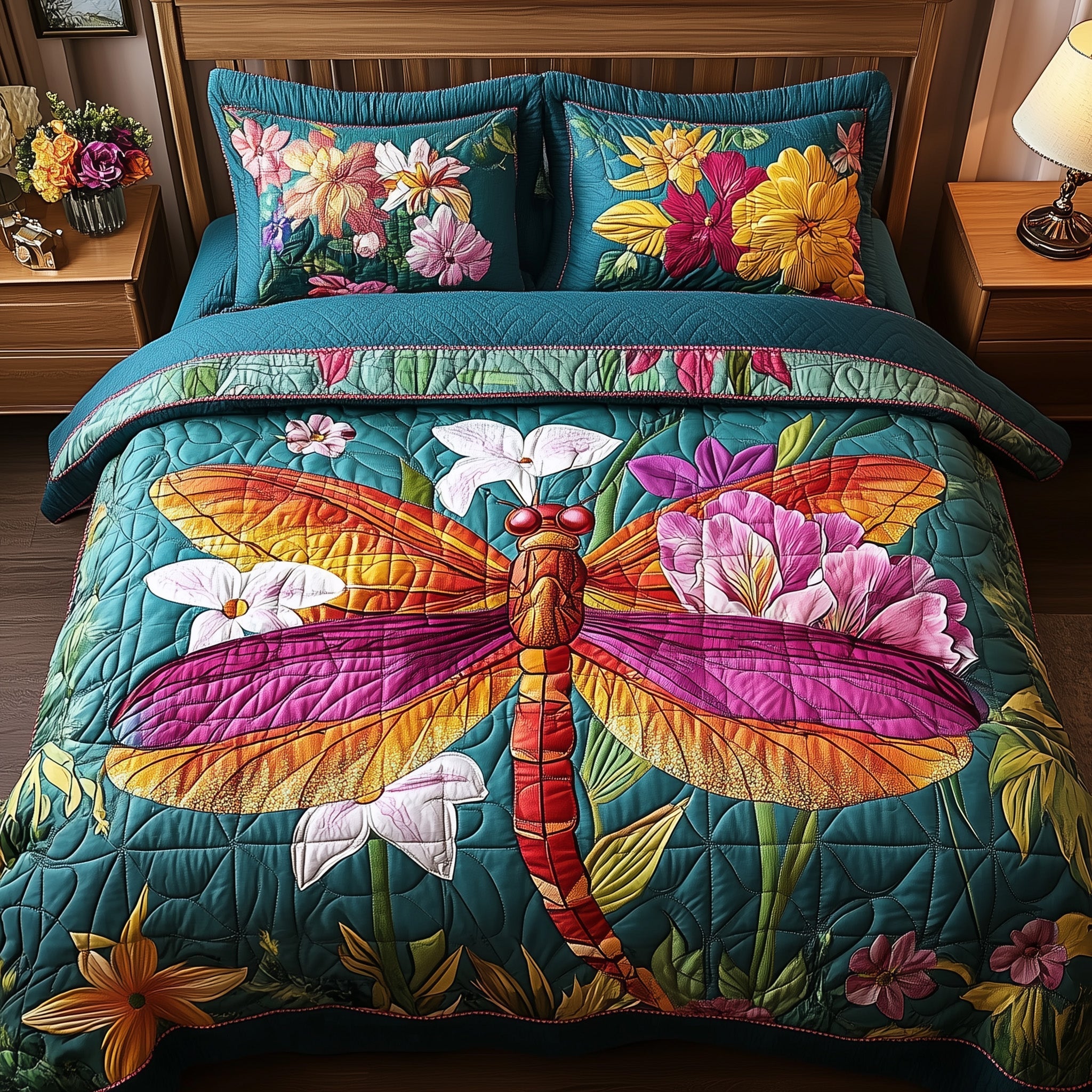 Dragonfly Dream 3-Piece Quilted Bedding Set GFTONL3758