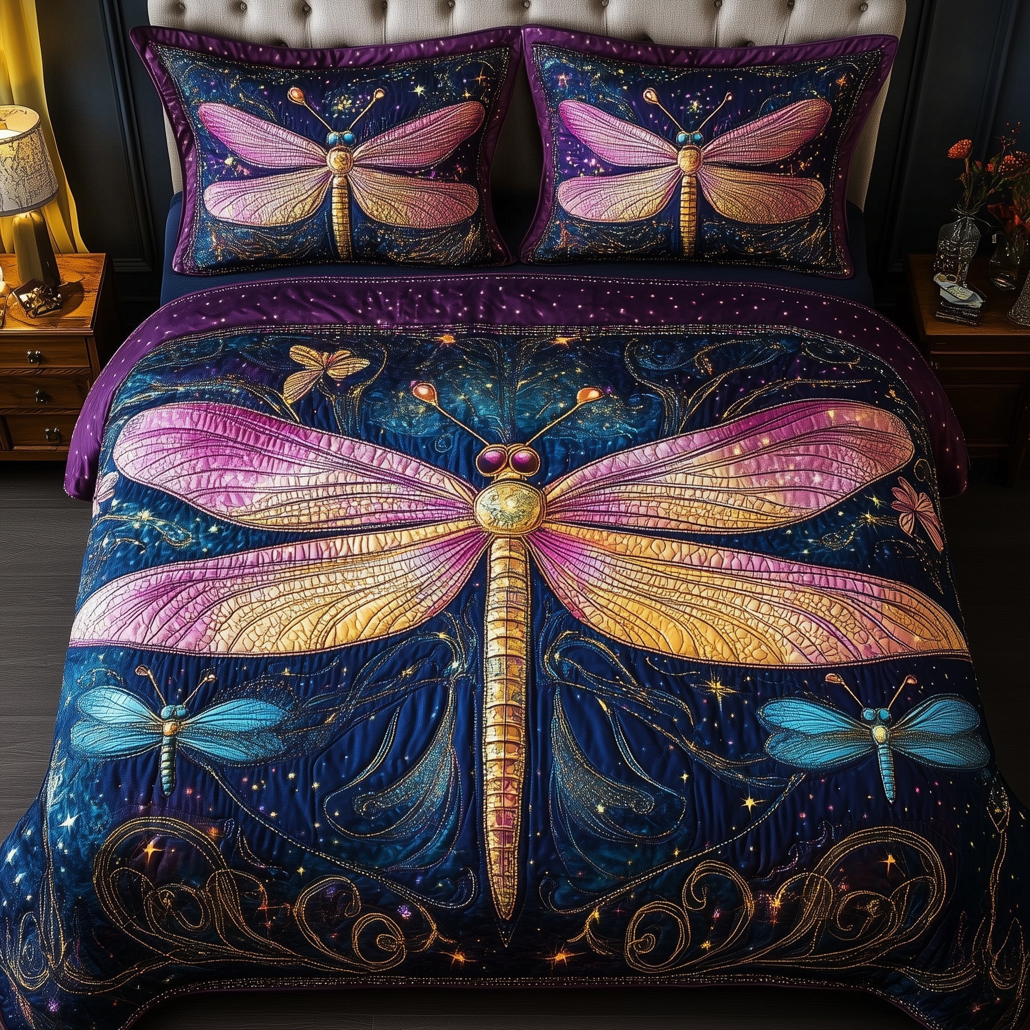 Dragonfly Dream 3-Piece Quilted Bedding Set GFTONL3762