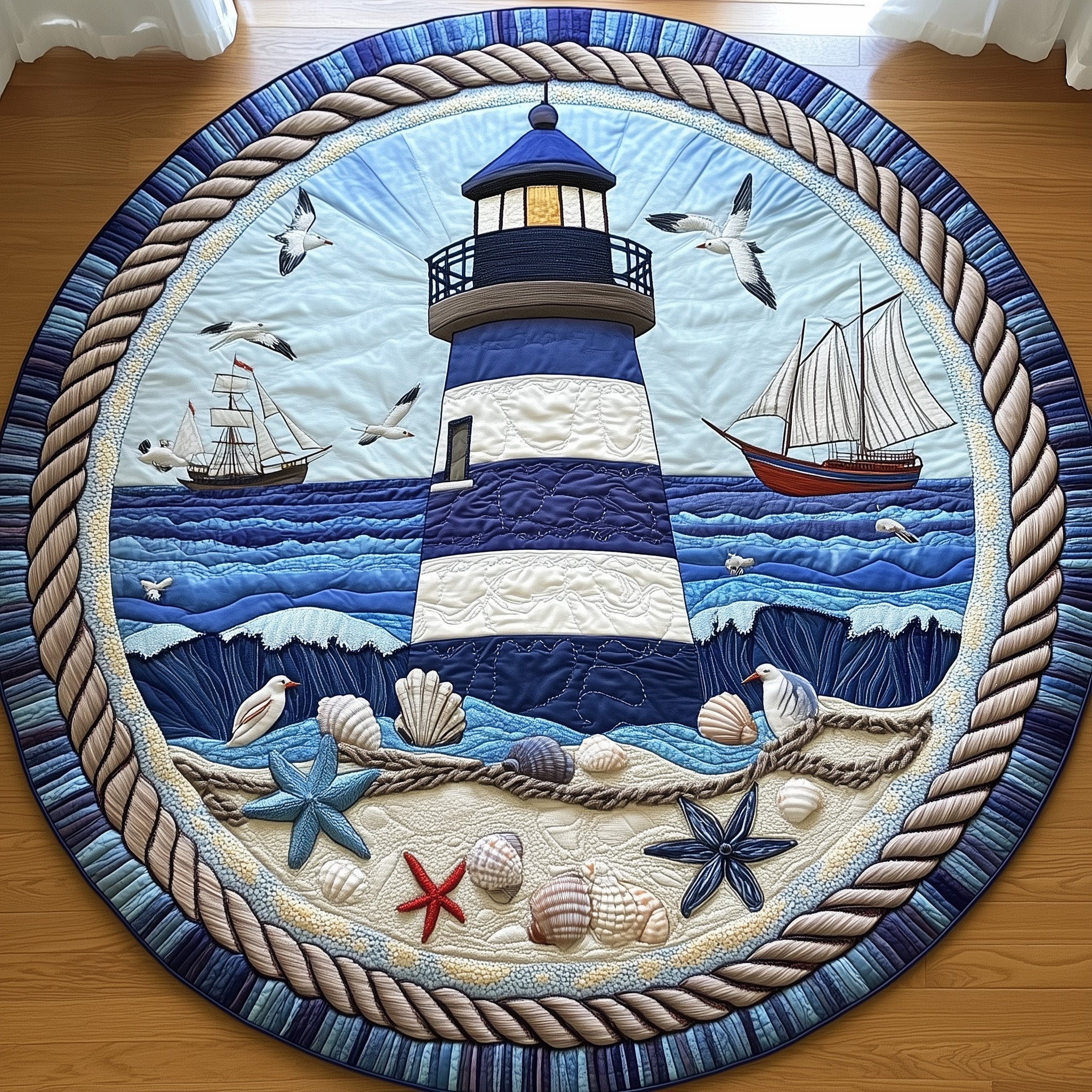 Nautical Lighthouse Quilted Round Mat GFTONL3773
