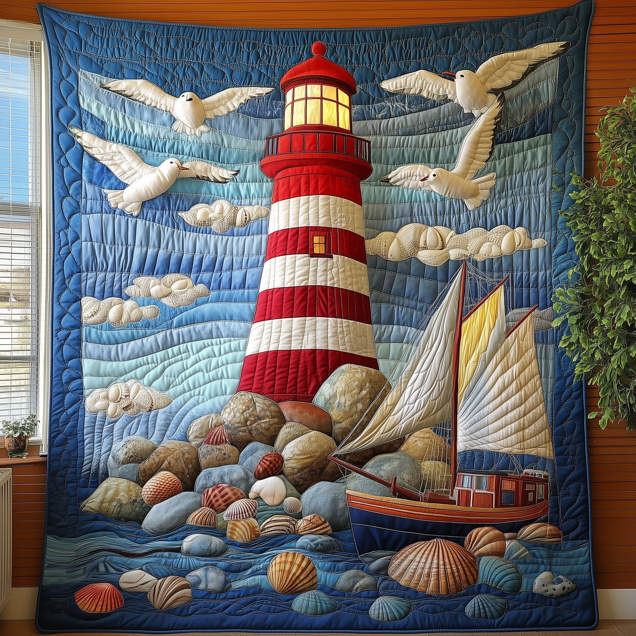 Peaceful Lighthouse Quilted Blanket GFTONL3775