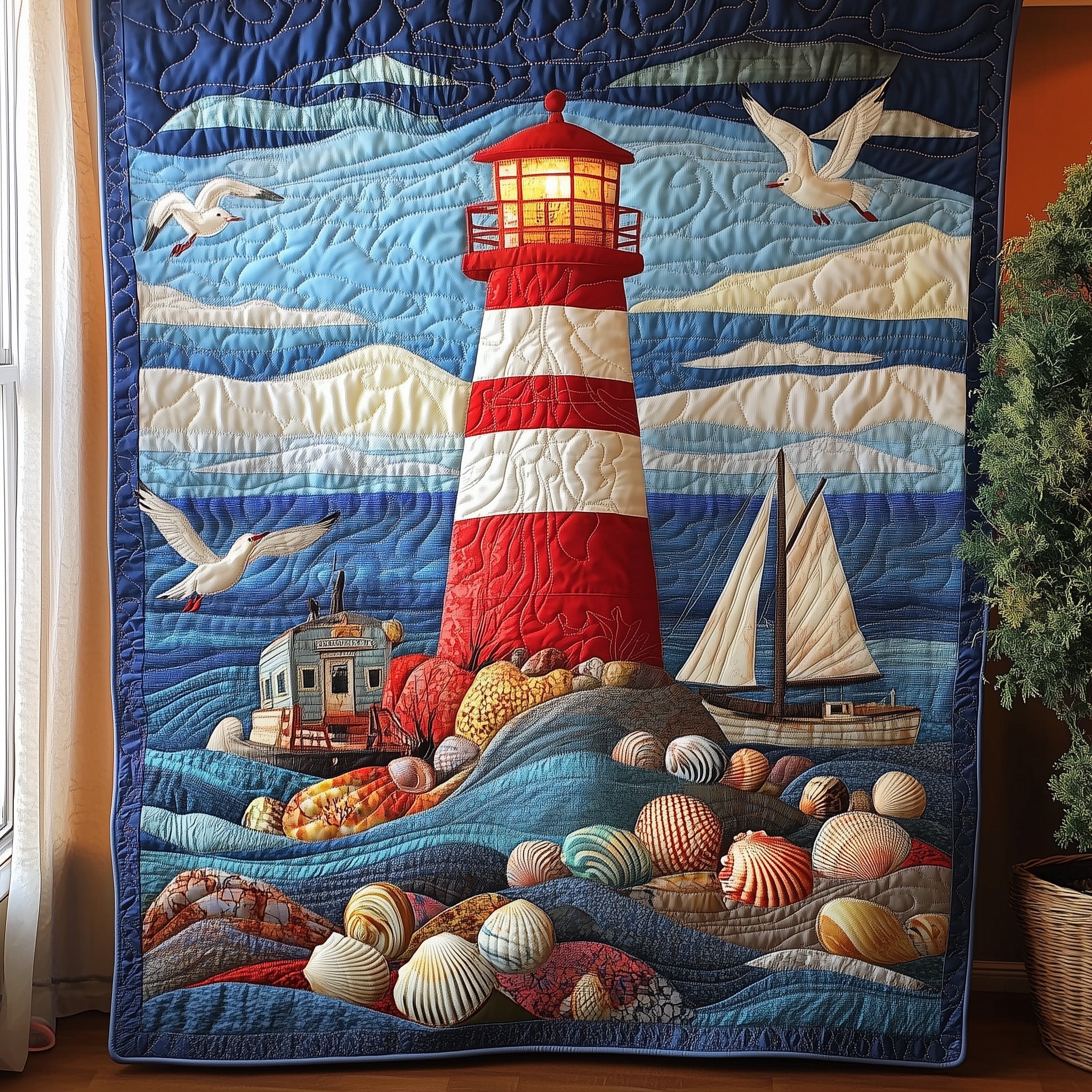 Peaceful Lighthouse Quilted Blanket GFTONL3779