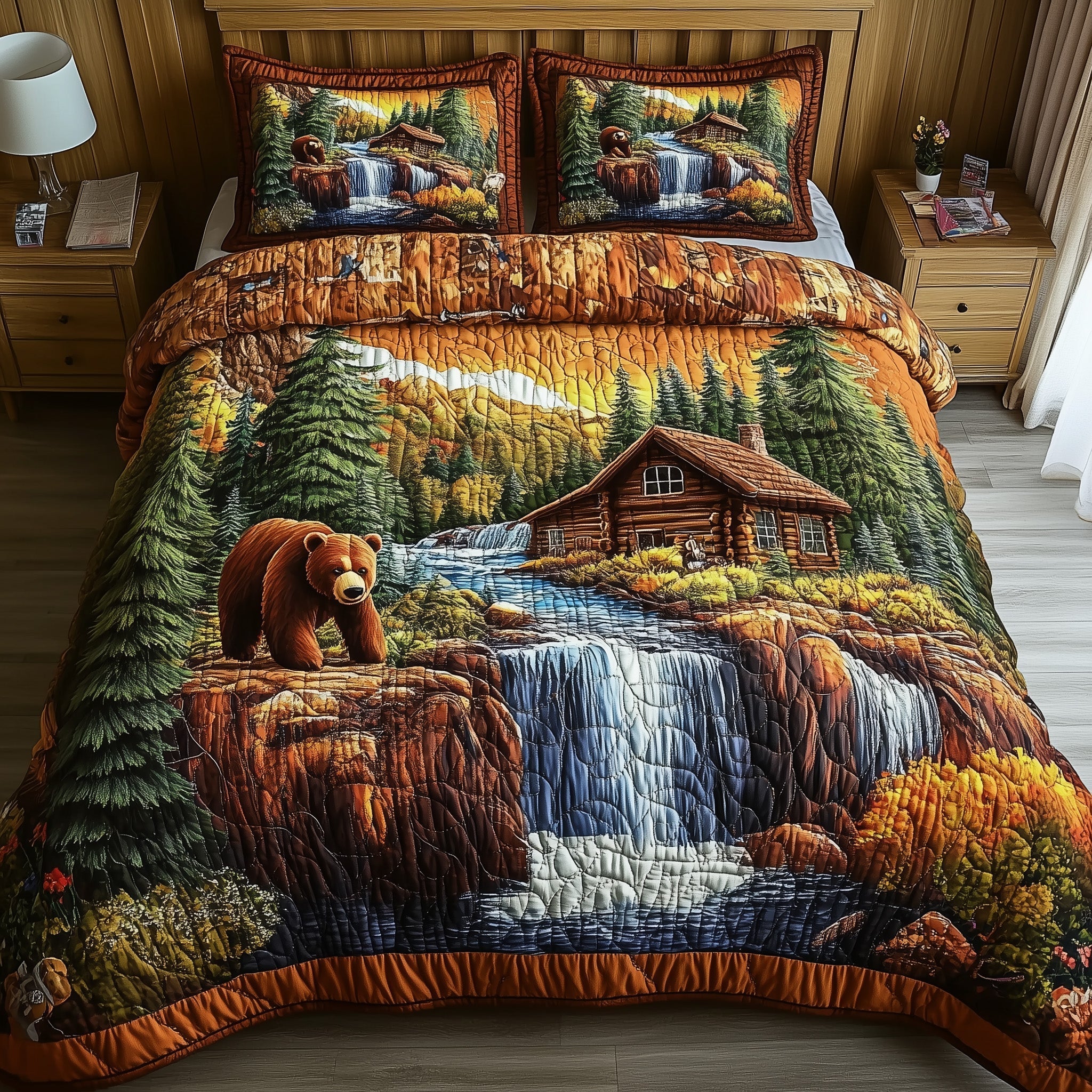 Cabin And Bear 3-Piece Quilted Bedding Set GFTONL3787