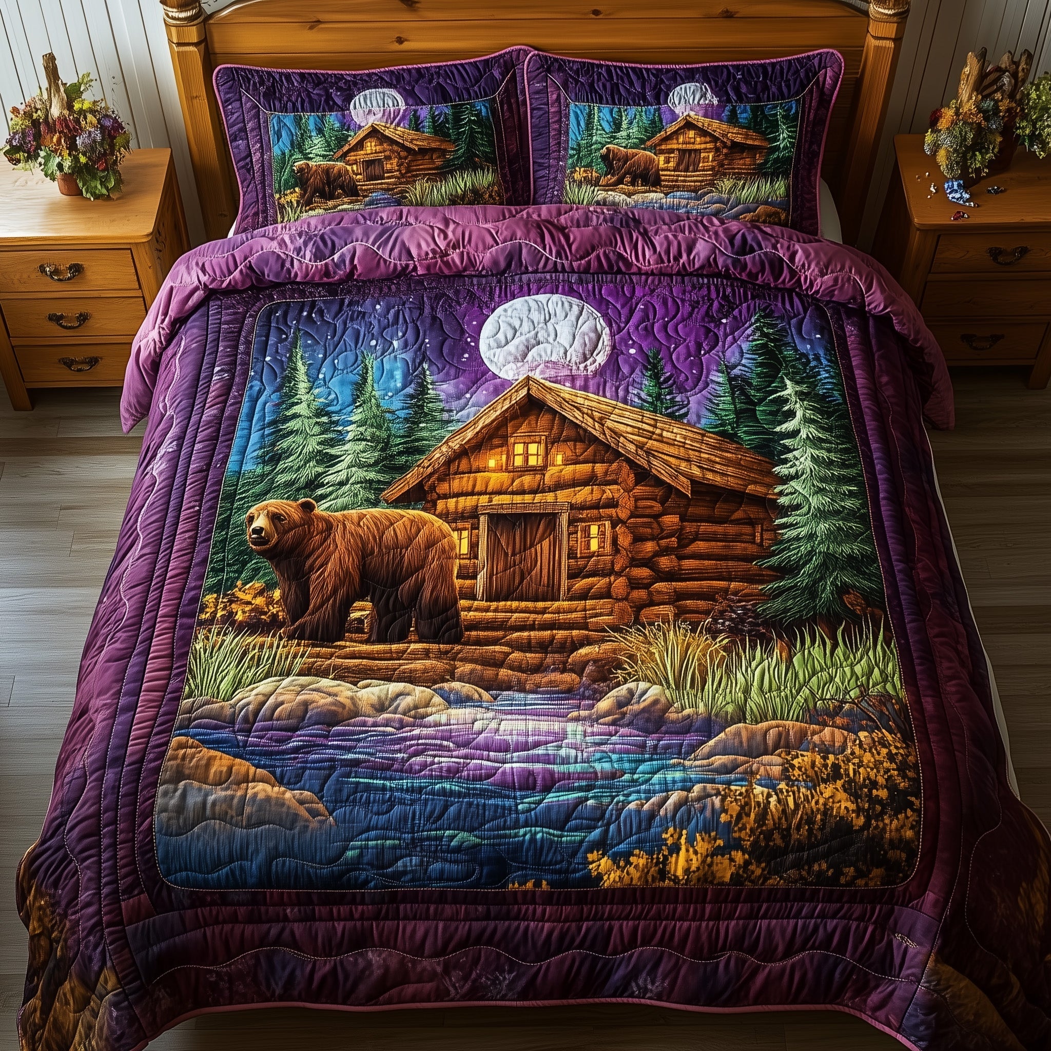 Cabin And Bear 3-Piece Quilted Bedding Set GFTONL3791