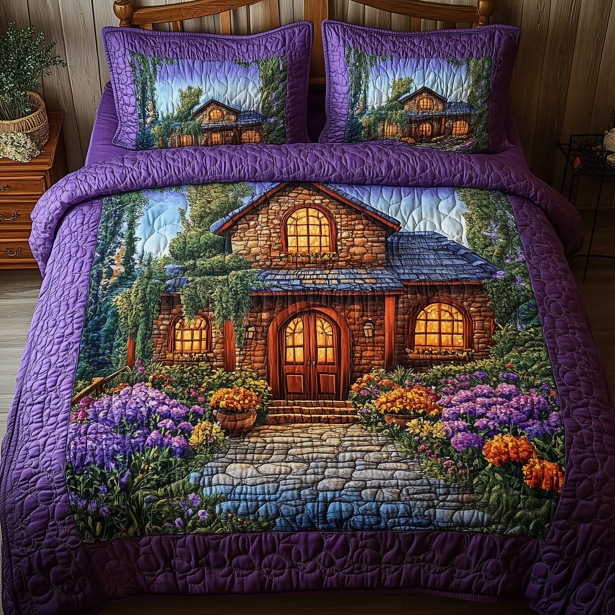 Purple Harmony 3-Piece Quilted Bedding Set GFTONL3792