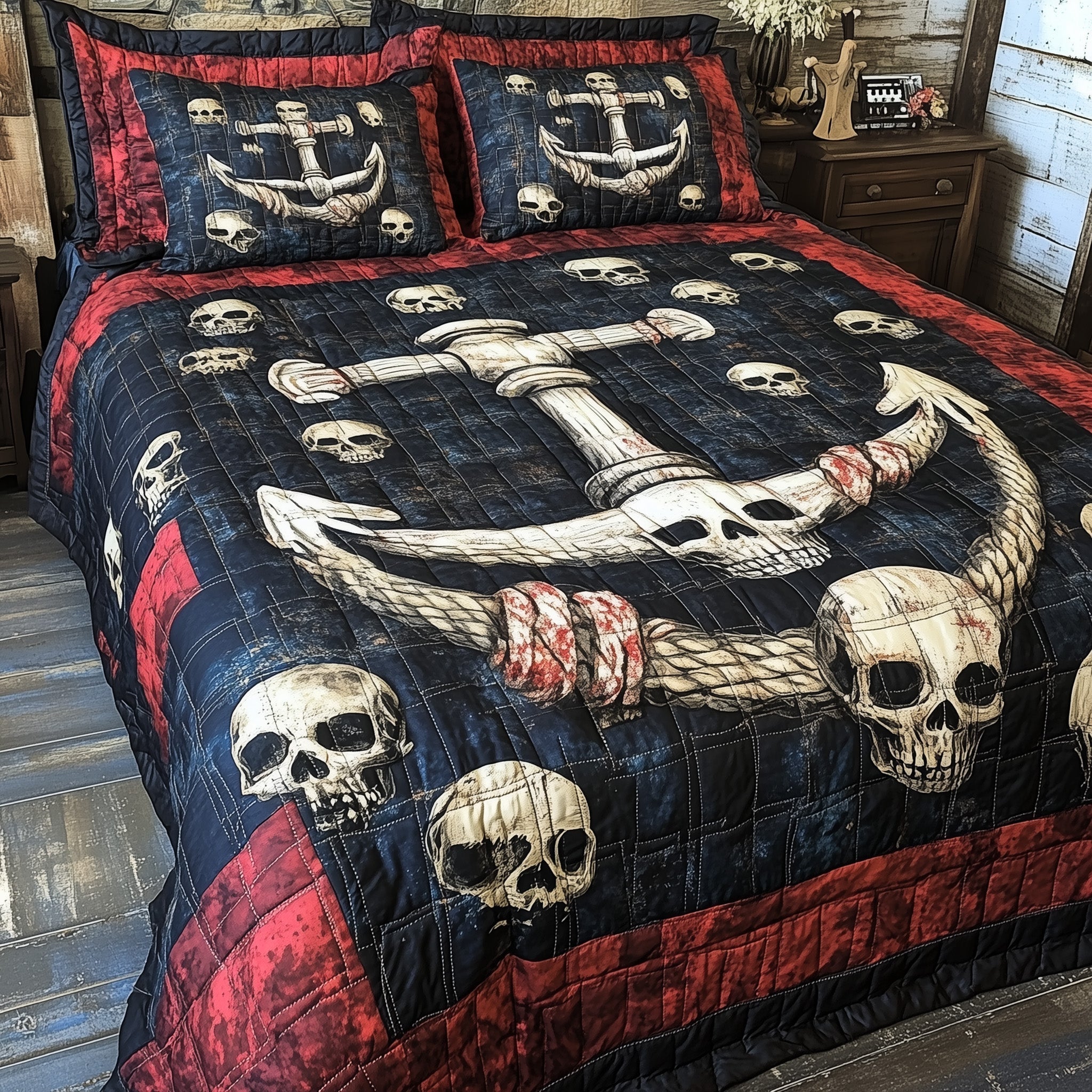 Skull Anchor 3-Piece Quilted Bedding Set GFTONL3815
