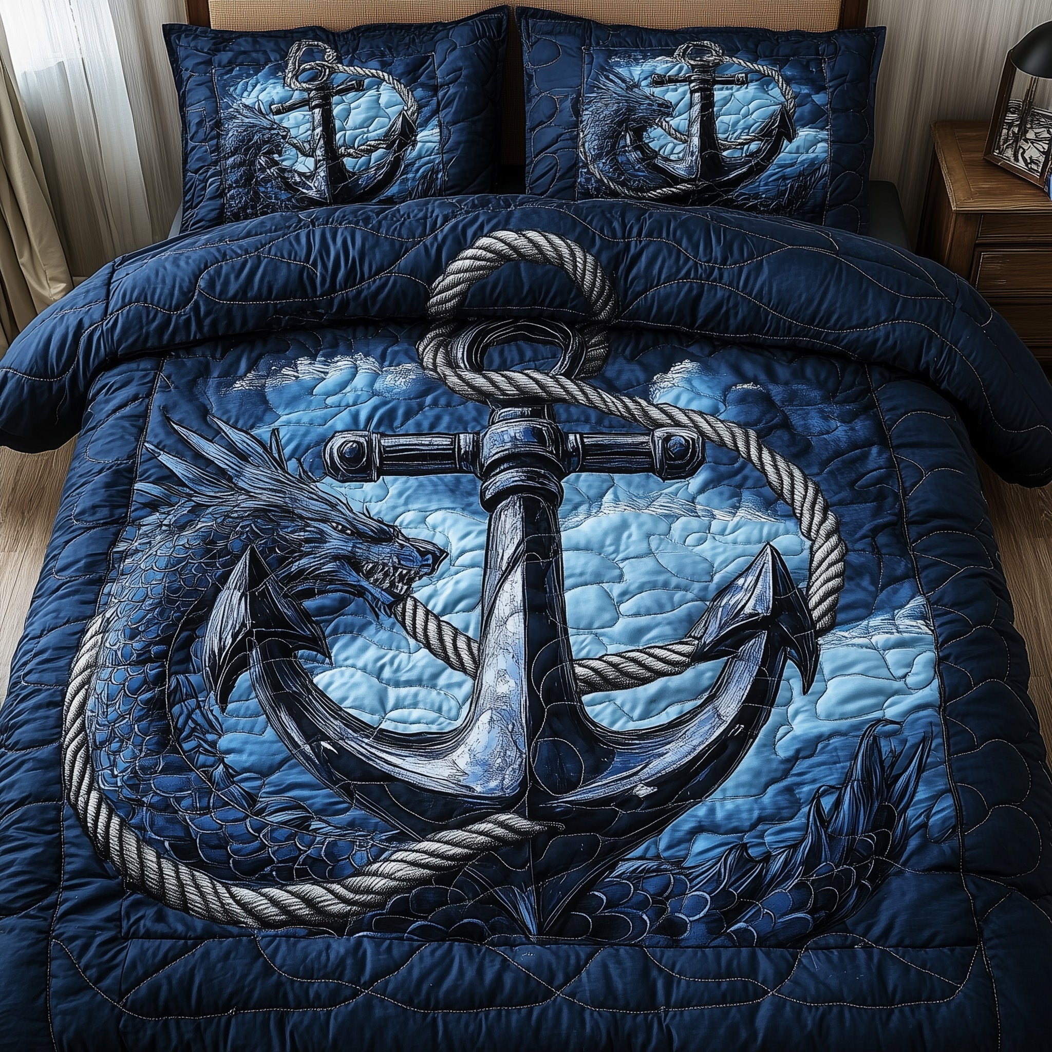 Dragon Anchor 3-Piece Quilted Bedding Set GFTONL3817