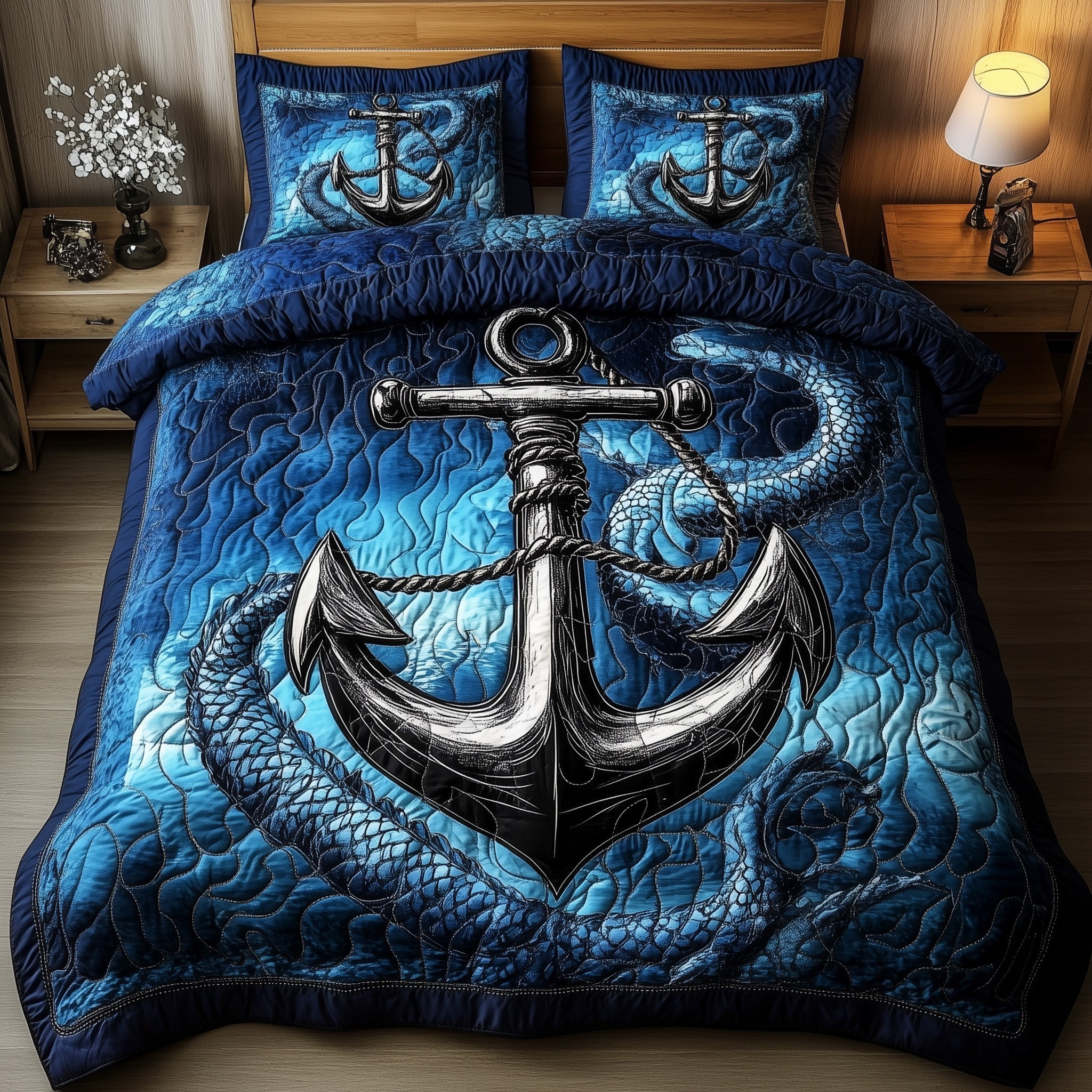 Dragon Anchor 3-Piece Quilted Bedding Set GFTONL3823