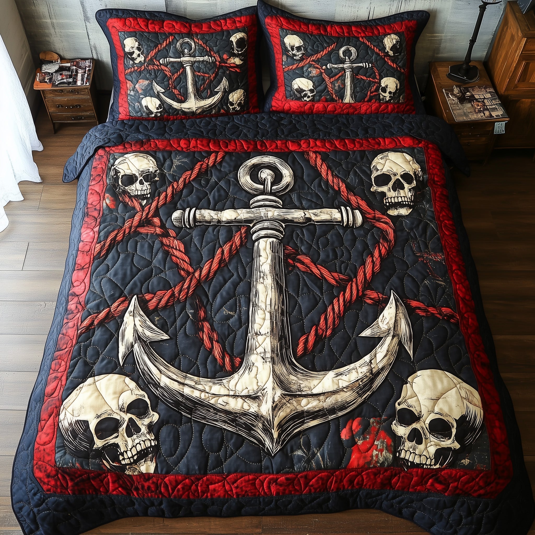 Skull Anchor 3-Piece Quilted Bedding Set GFTONL3826