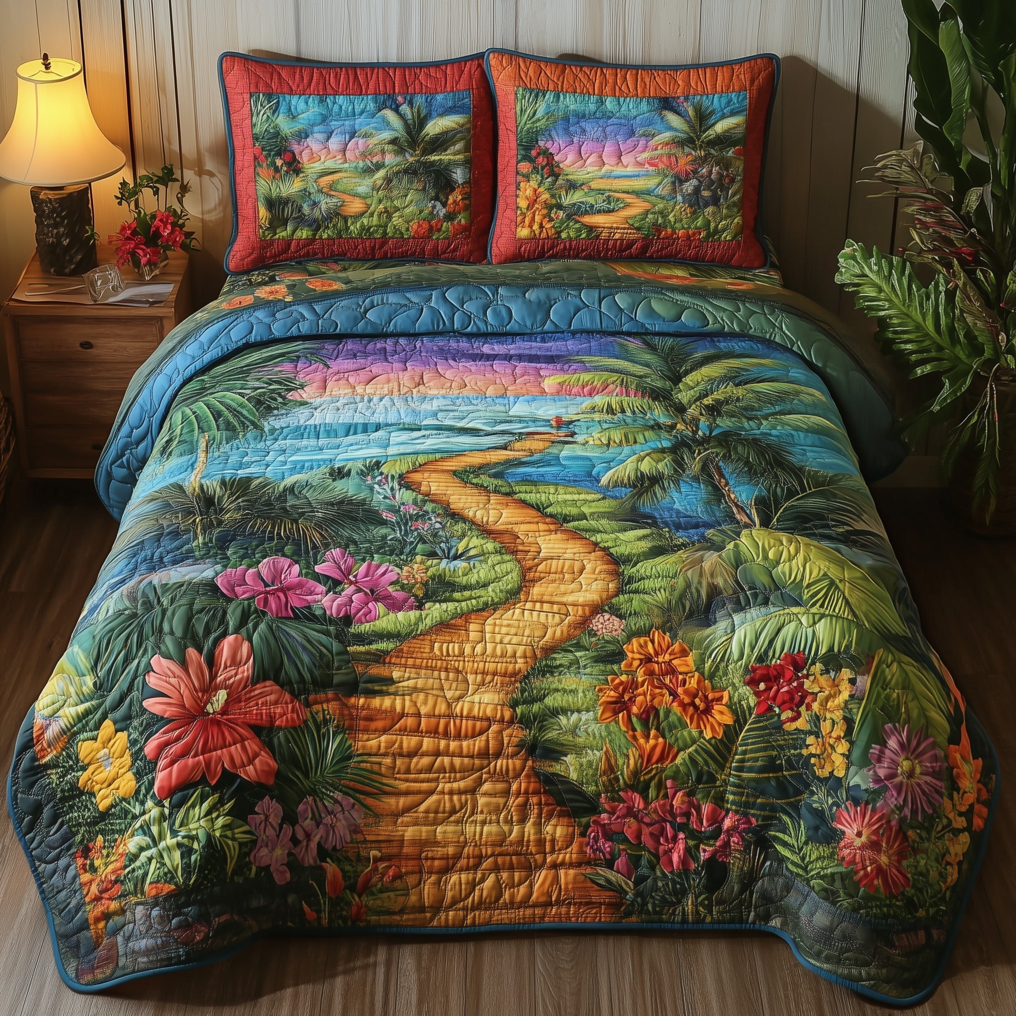 Tropical Path 3-Piece Quilted Bedding Set GFTONL3838