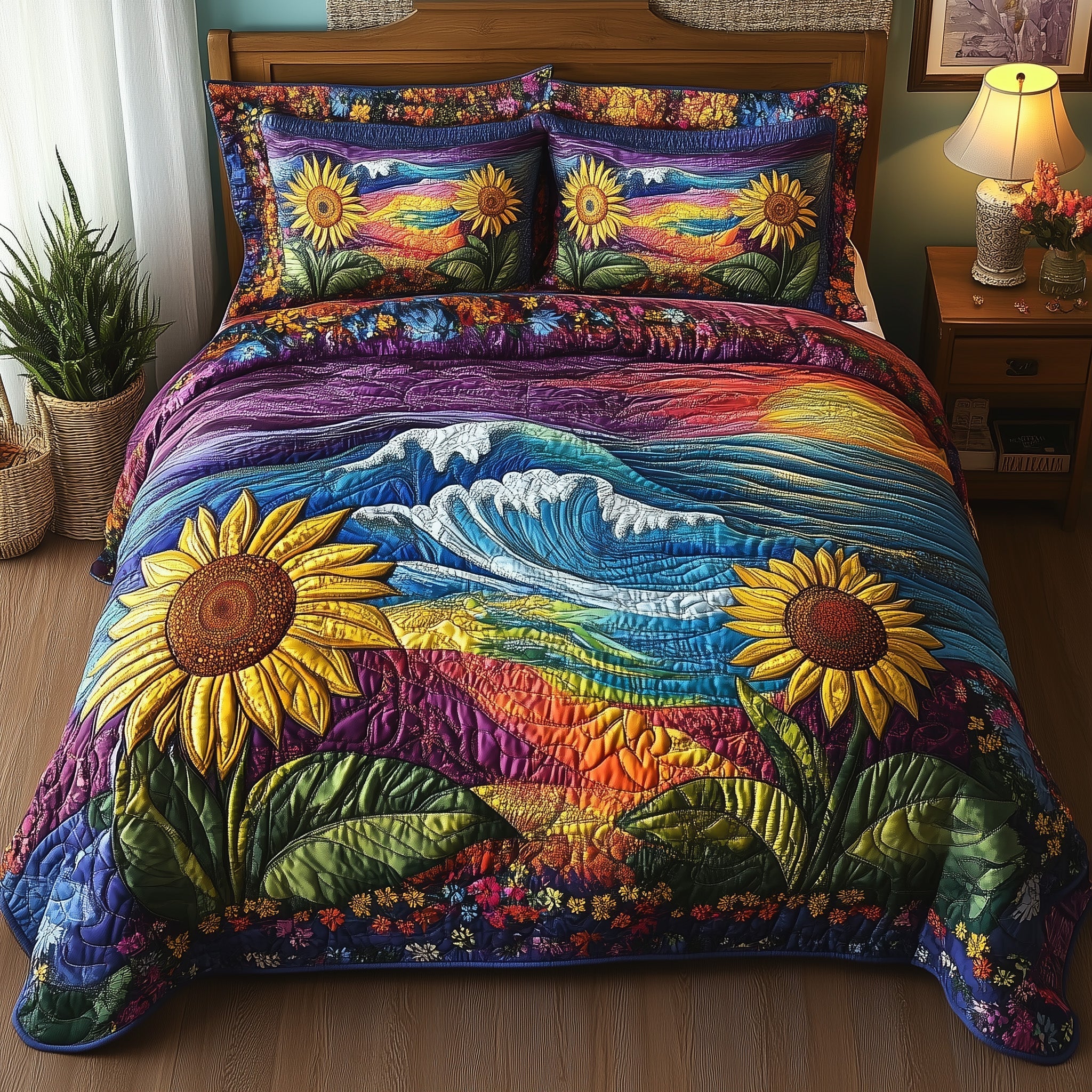 Sunflower Paradise 3-Piece Quilted Bedding Set GFTONL3848