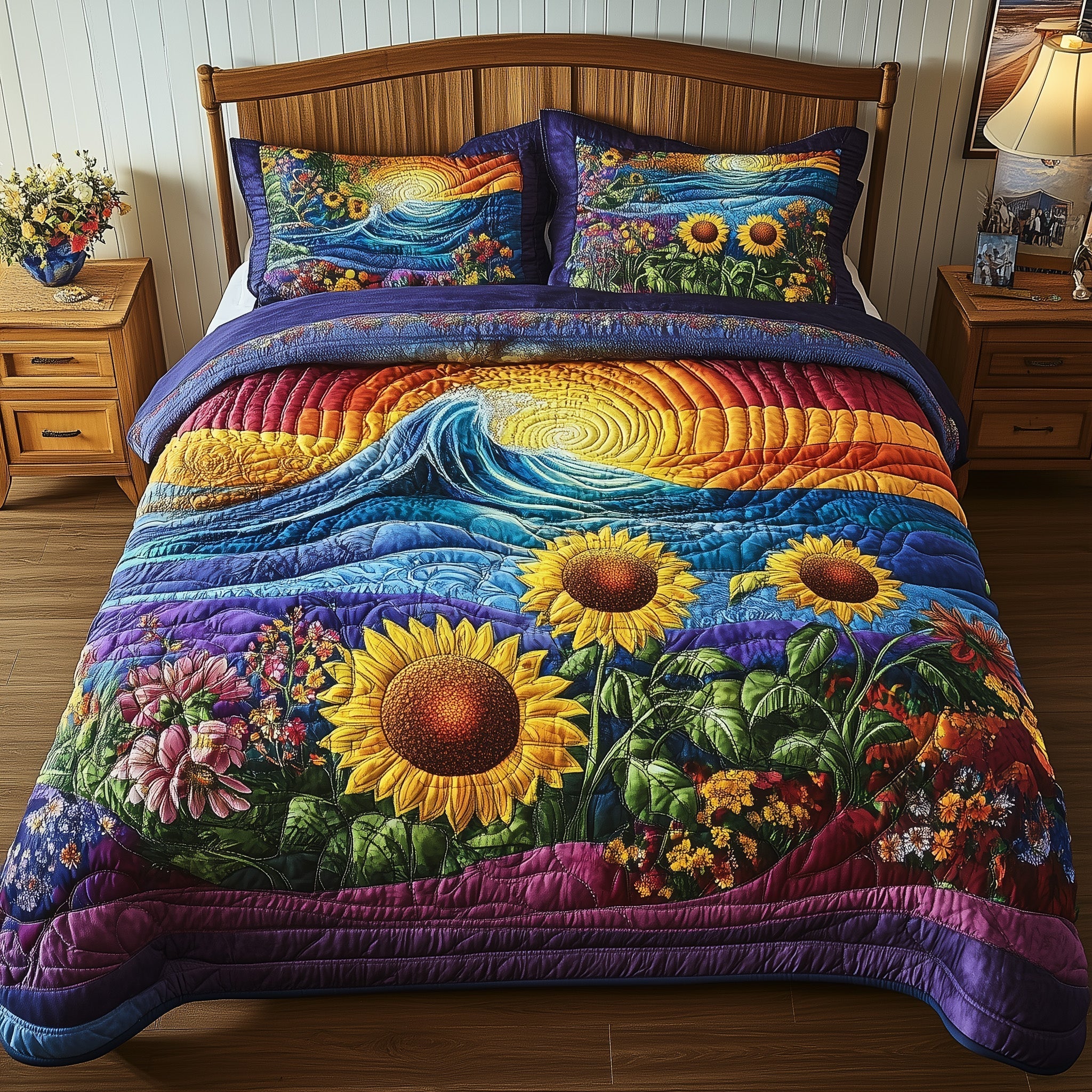 Sunflower Paradise 3-Piece Quilted Bedding Set GFTONL3852