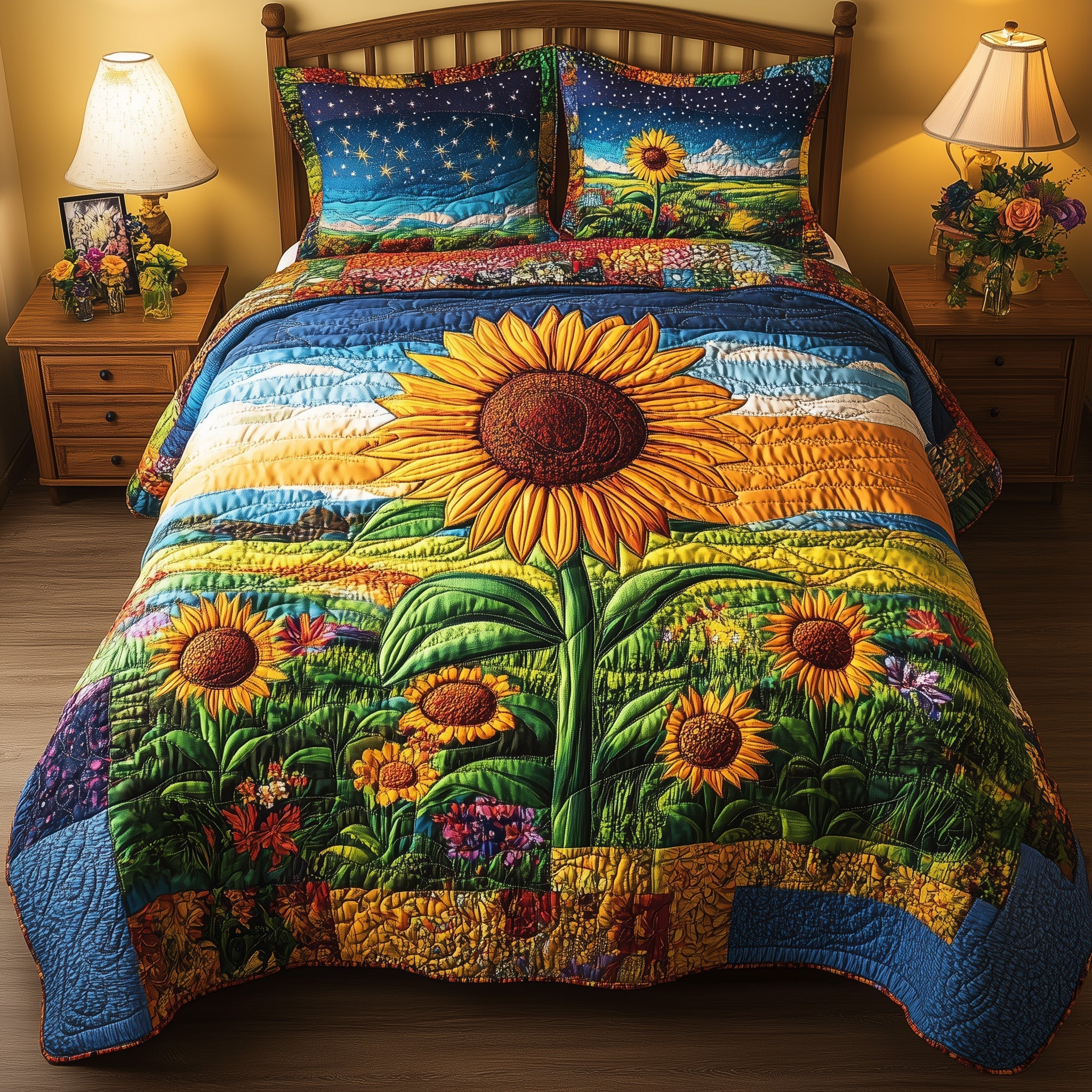 Sunflower Paradise 3-Piece Quilted Bedding Set GFTONL3853